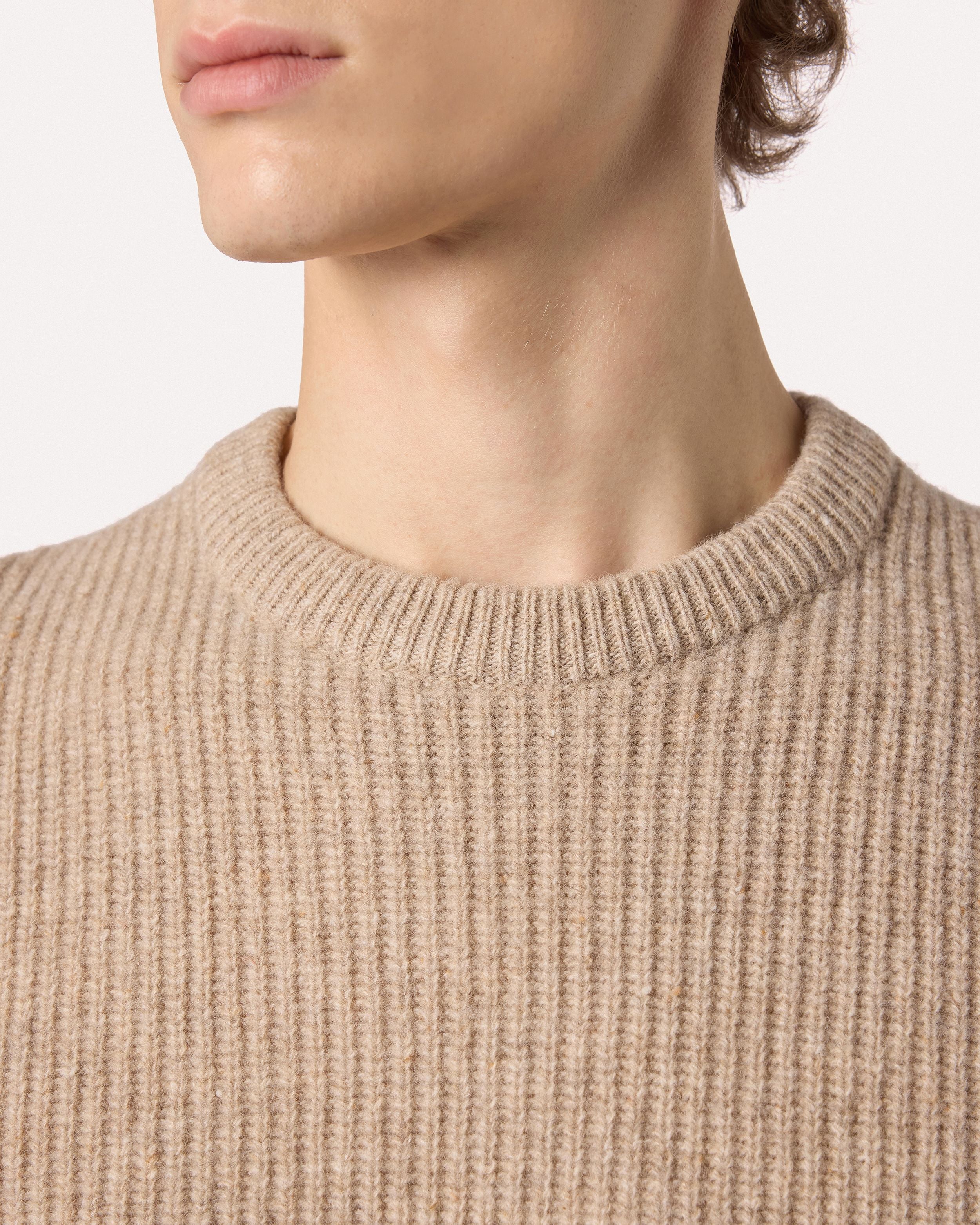Maglia girocollo beige in lana merino extrafine BEIGE Lardini 3