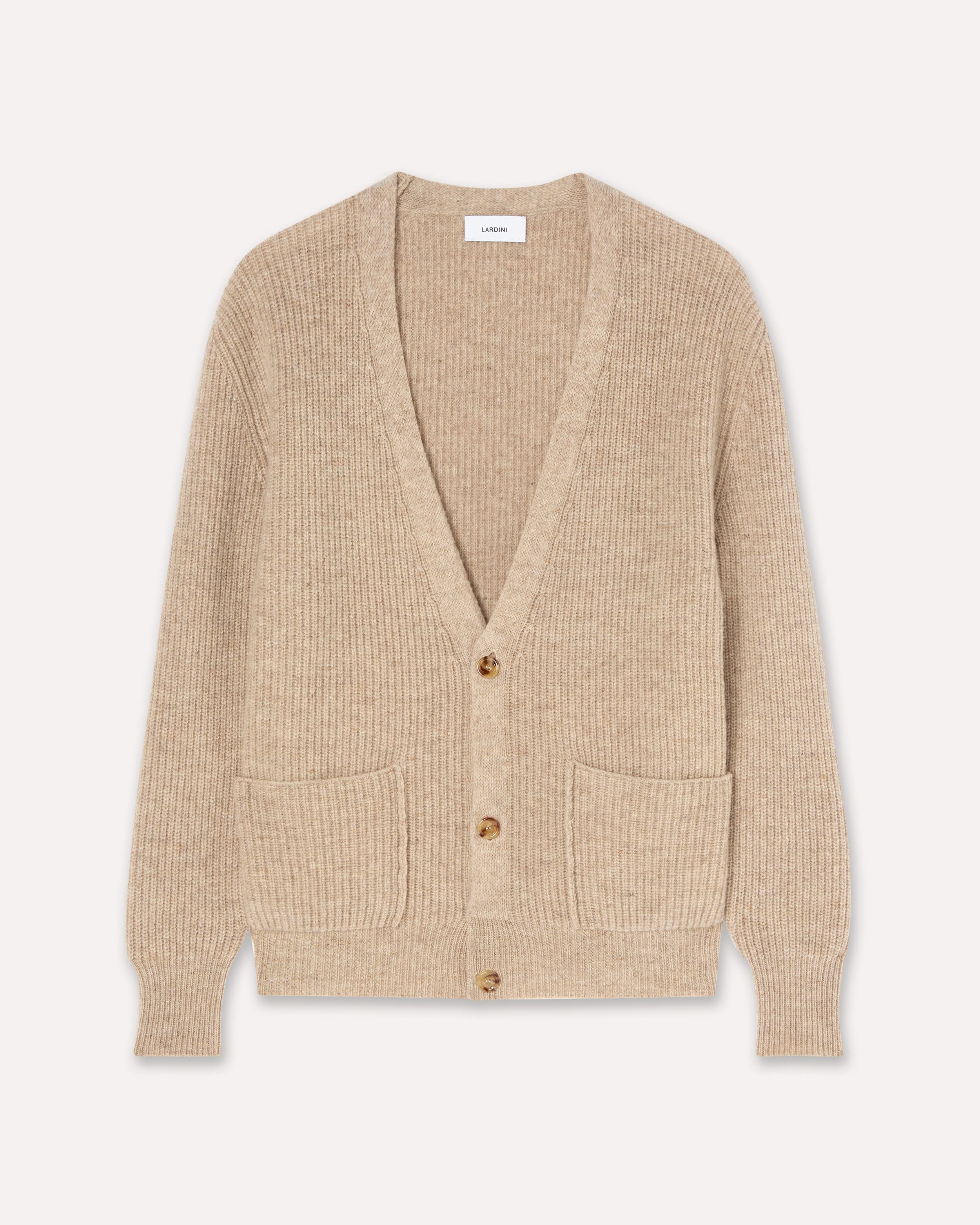 Cardigan beige in lana merino extrafine BEIGE Lardini 1