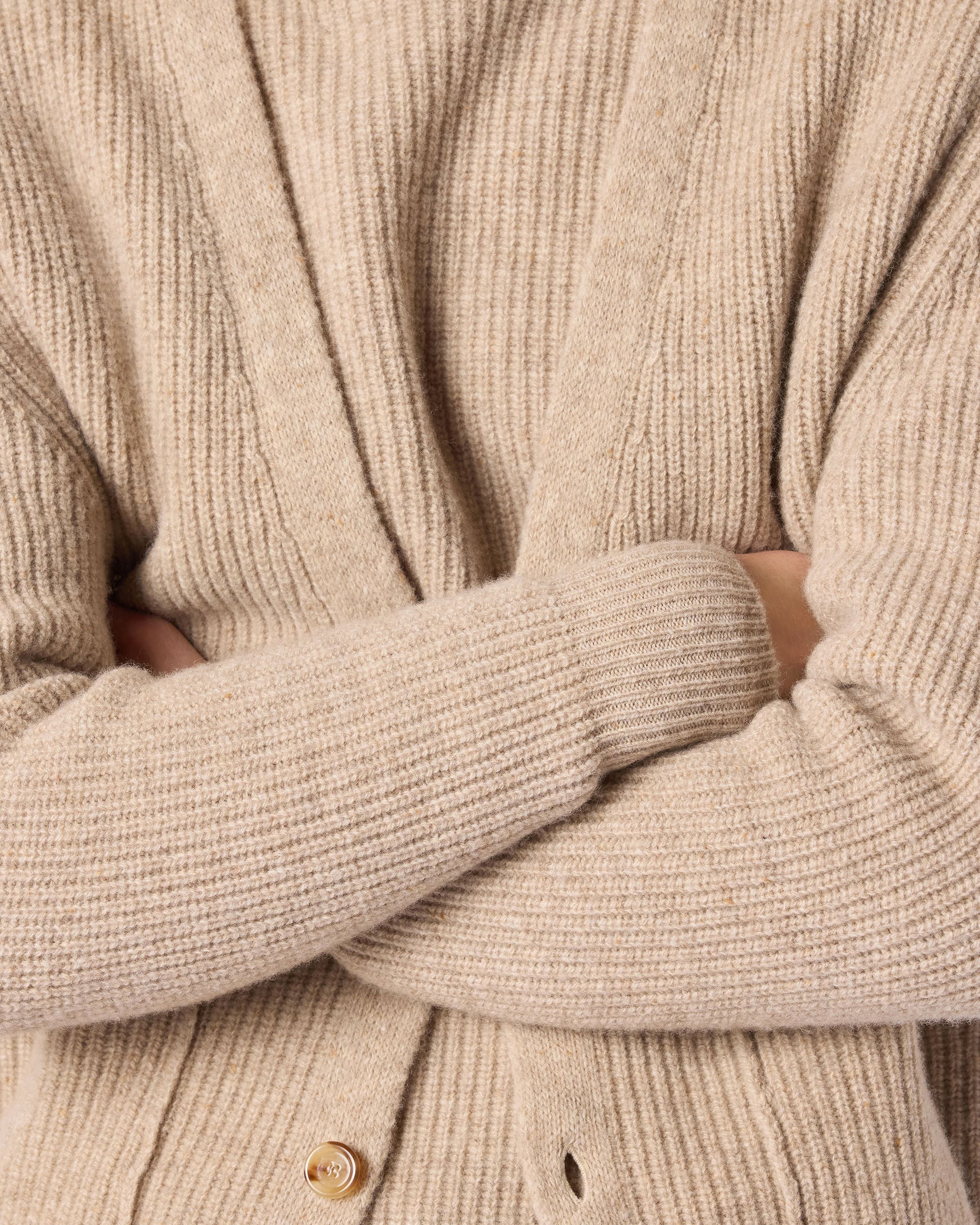 Cardigan beige in lana merino extrafine BEIGE Lardini 3
