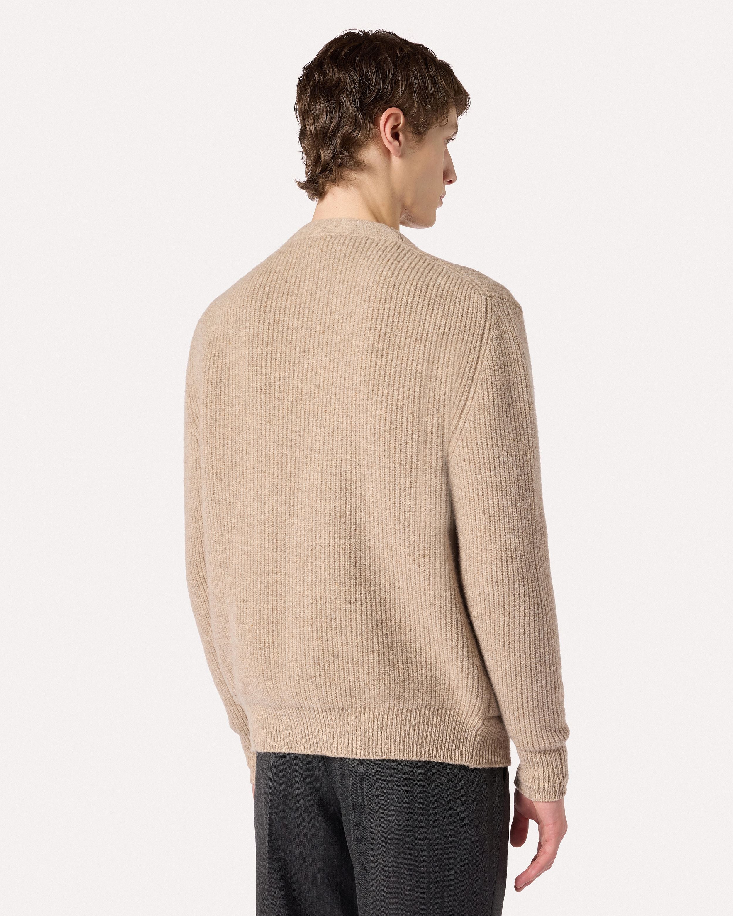 Cardigan beige in lana merino extrafine BEIGE Lardini 5