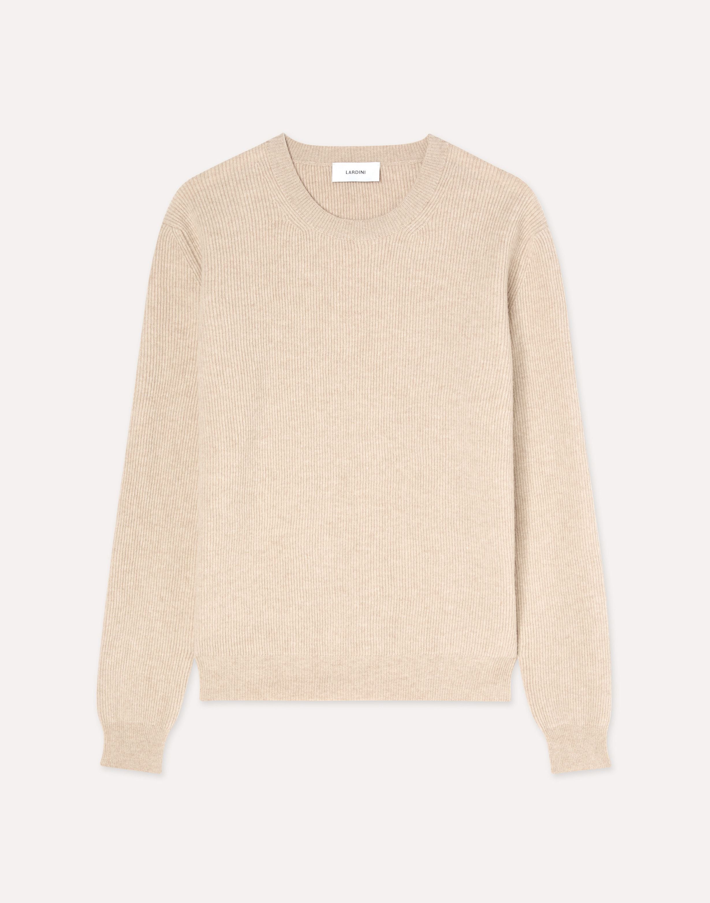 Beige crewneck sweater in wool and cashmere CREAM Lardini 1