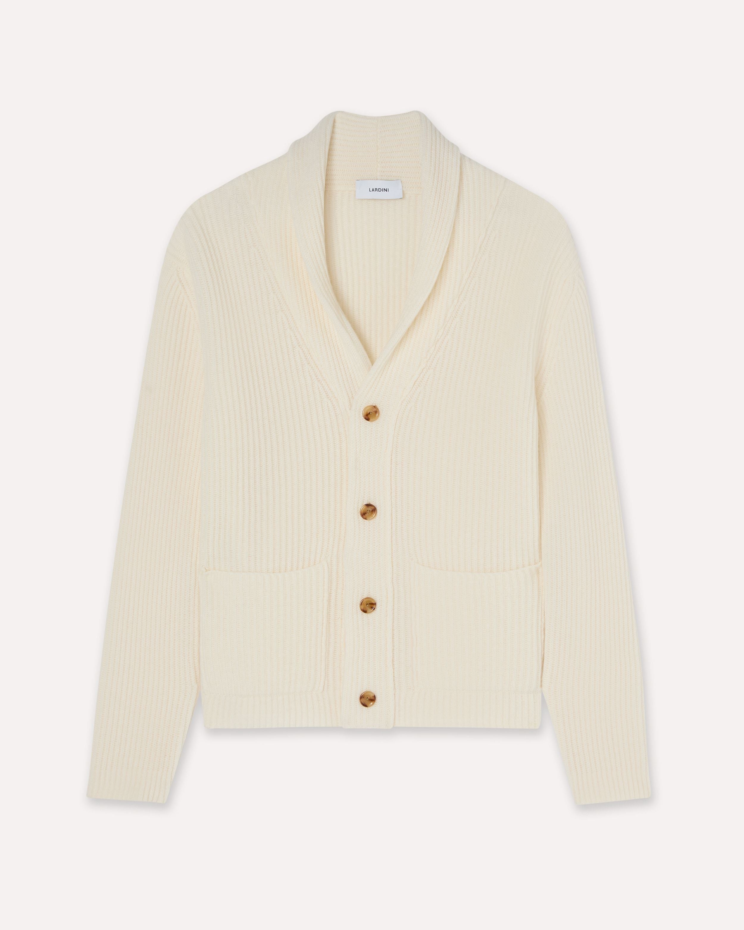 Cream wool and cashmere shawl-collar cardigan CREAM Lardini