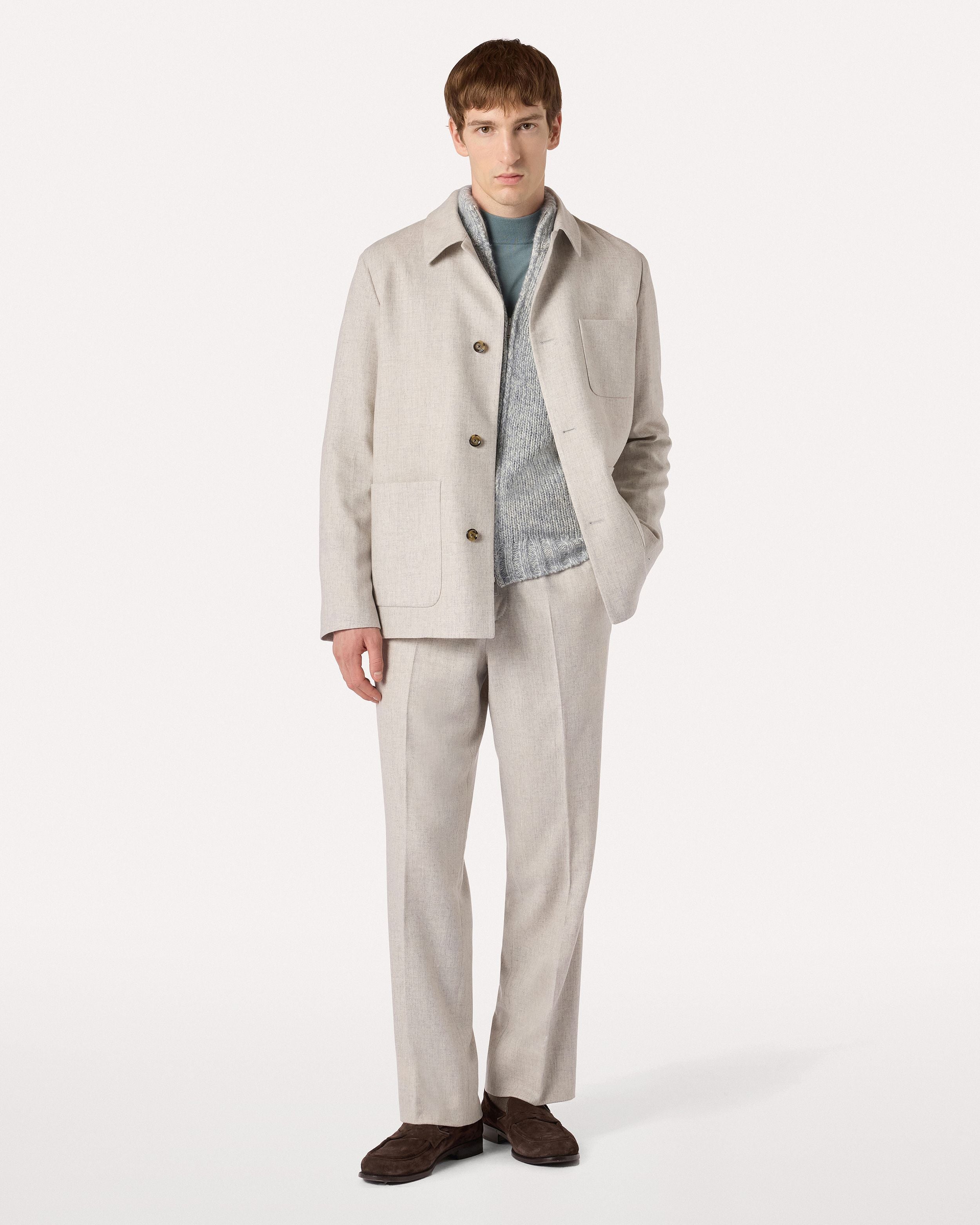Maglia a collo alto con zip panna e celeste in lana, cashmere, mohair e seta BEIGE/SKY BLYUE Lardini 2