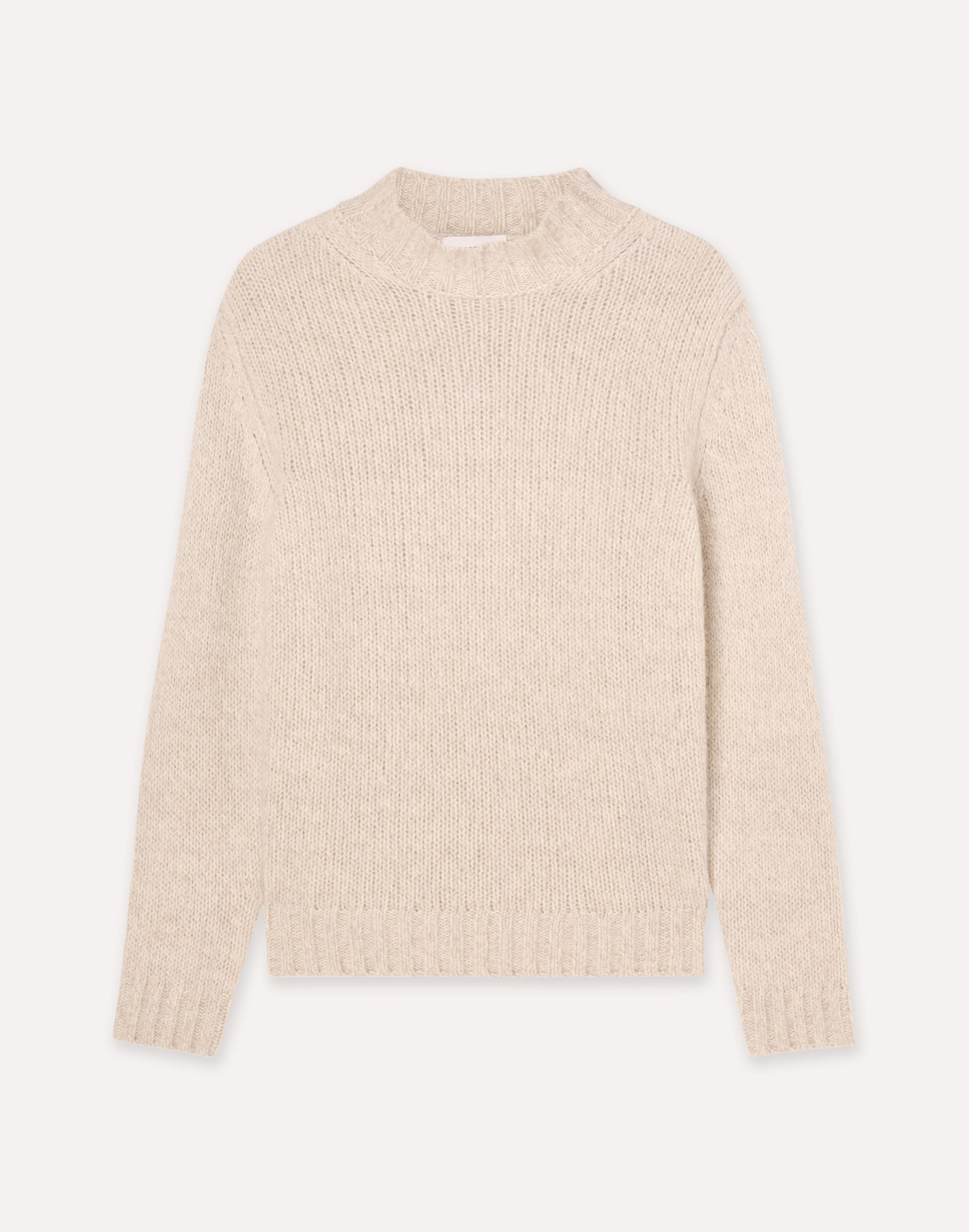 Rollkragenpullover in sandfarbener superfine Merinowolle CREAM Lardini 1