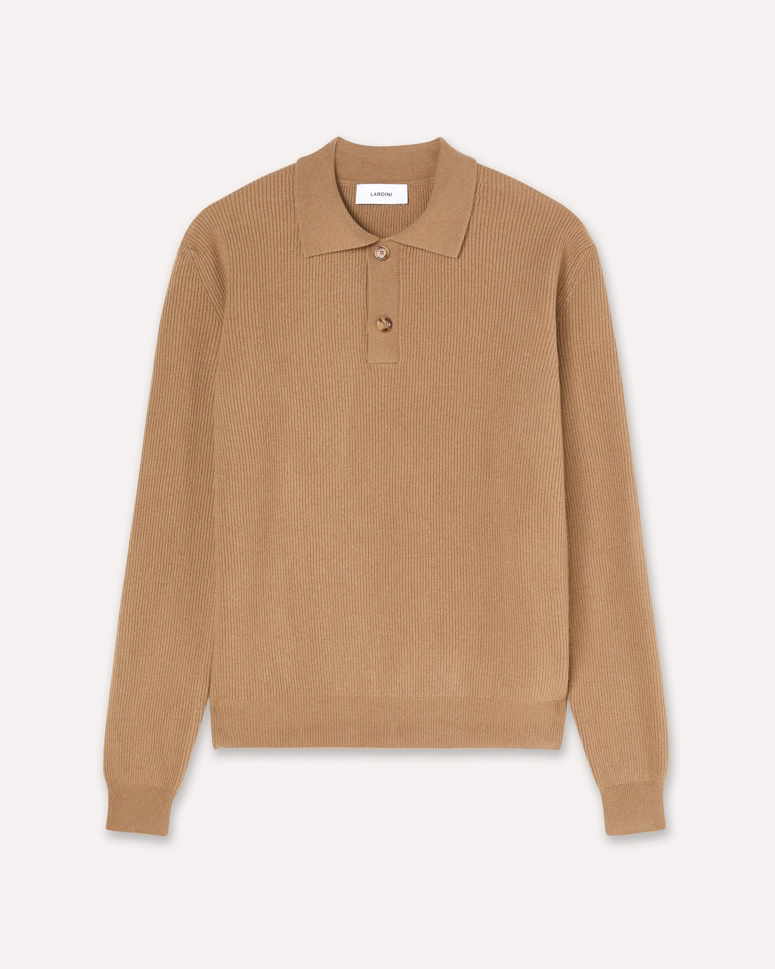 Polo cammello in lana e cashmere a manica lunga CAMEL Lardini 1