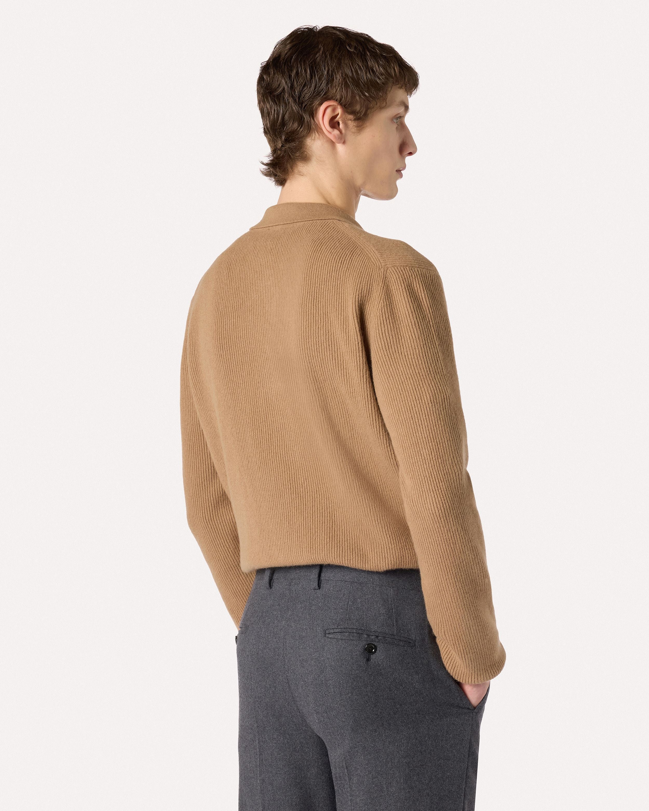 Polo cammello in lana e cashmere a manica lunga CAMEL Lardini 5