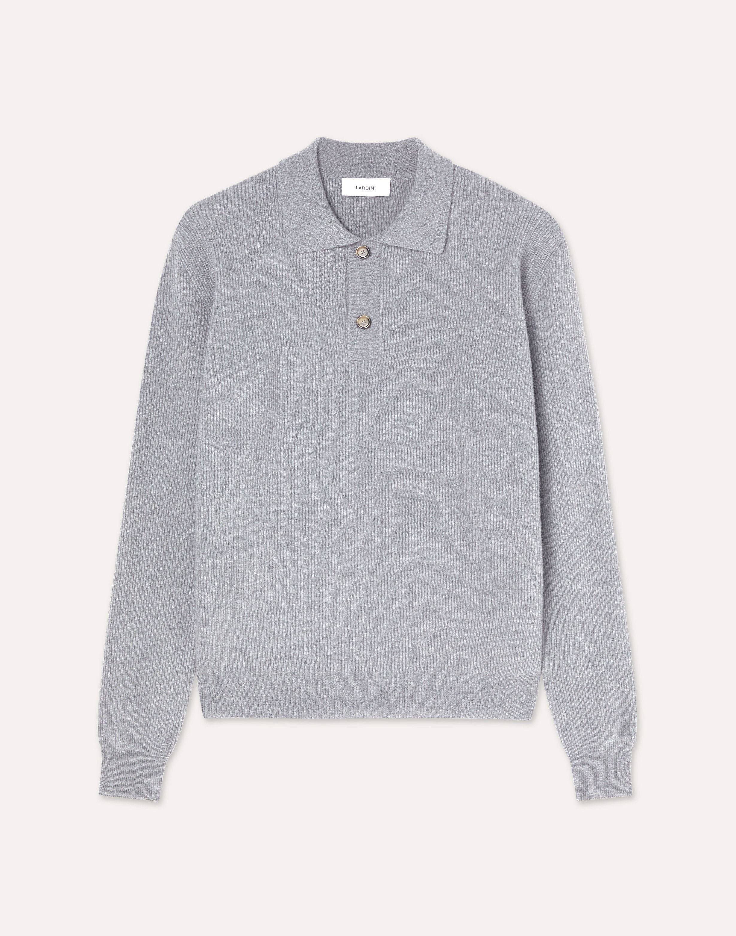 Long-sleeve grey polo in wool and cashmere GREY Lardini 1