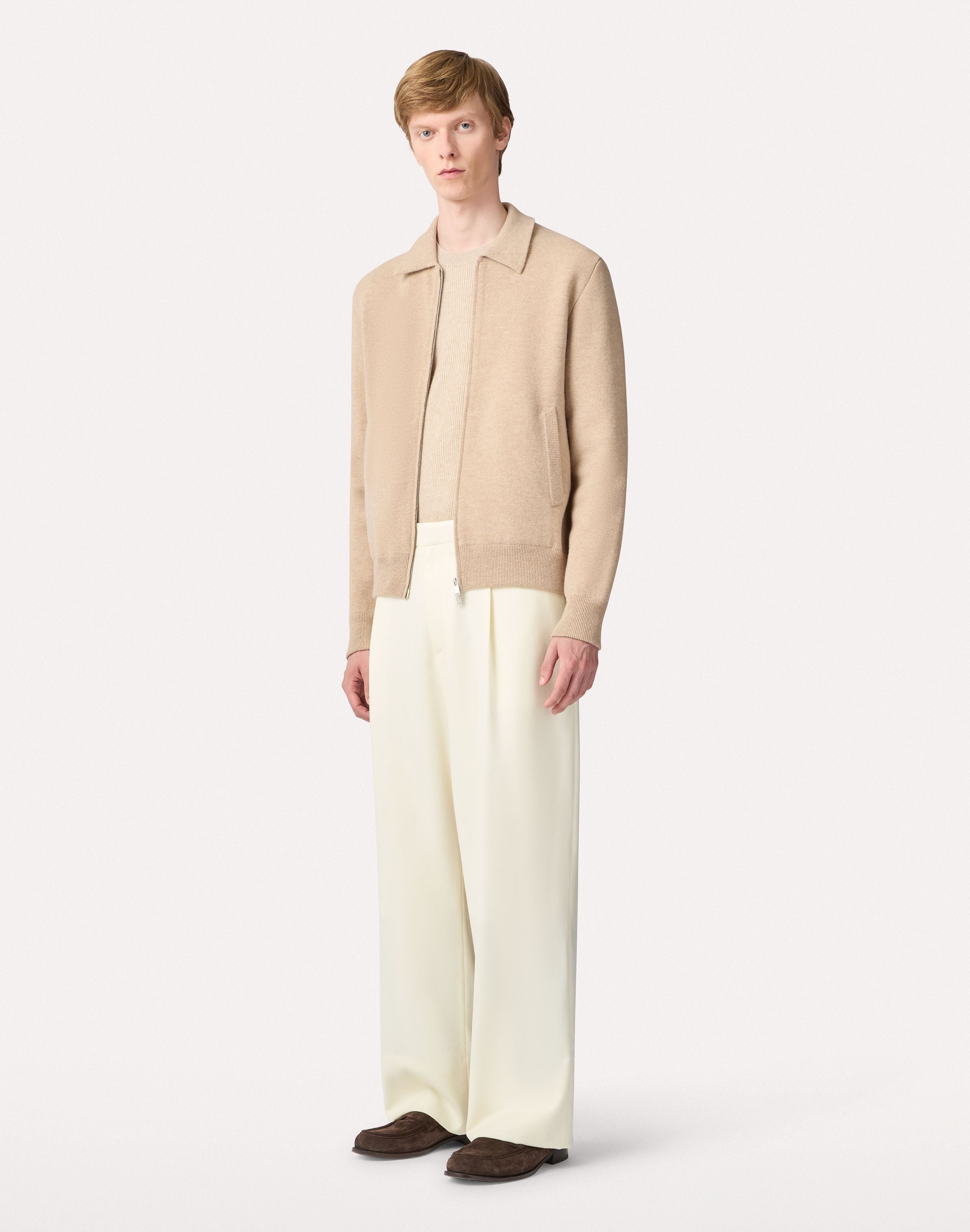 Cream trousers in broken twill wool CREAM Lardini 2