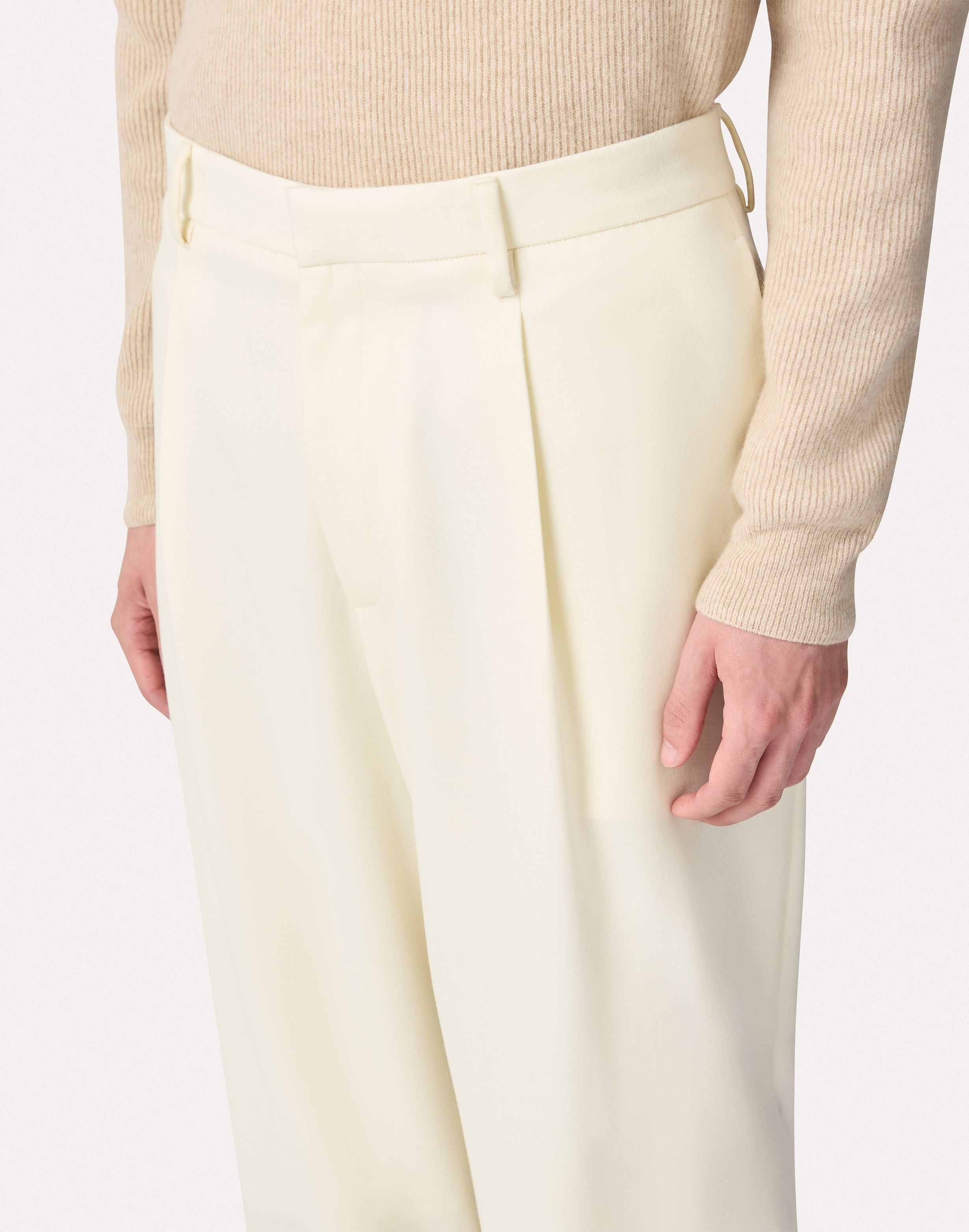 Cream trousers in broken twill wool CREAM Lardini 3