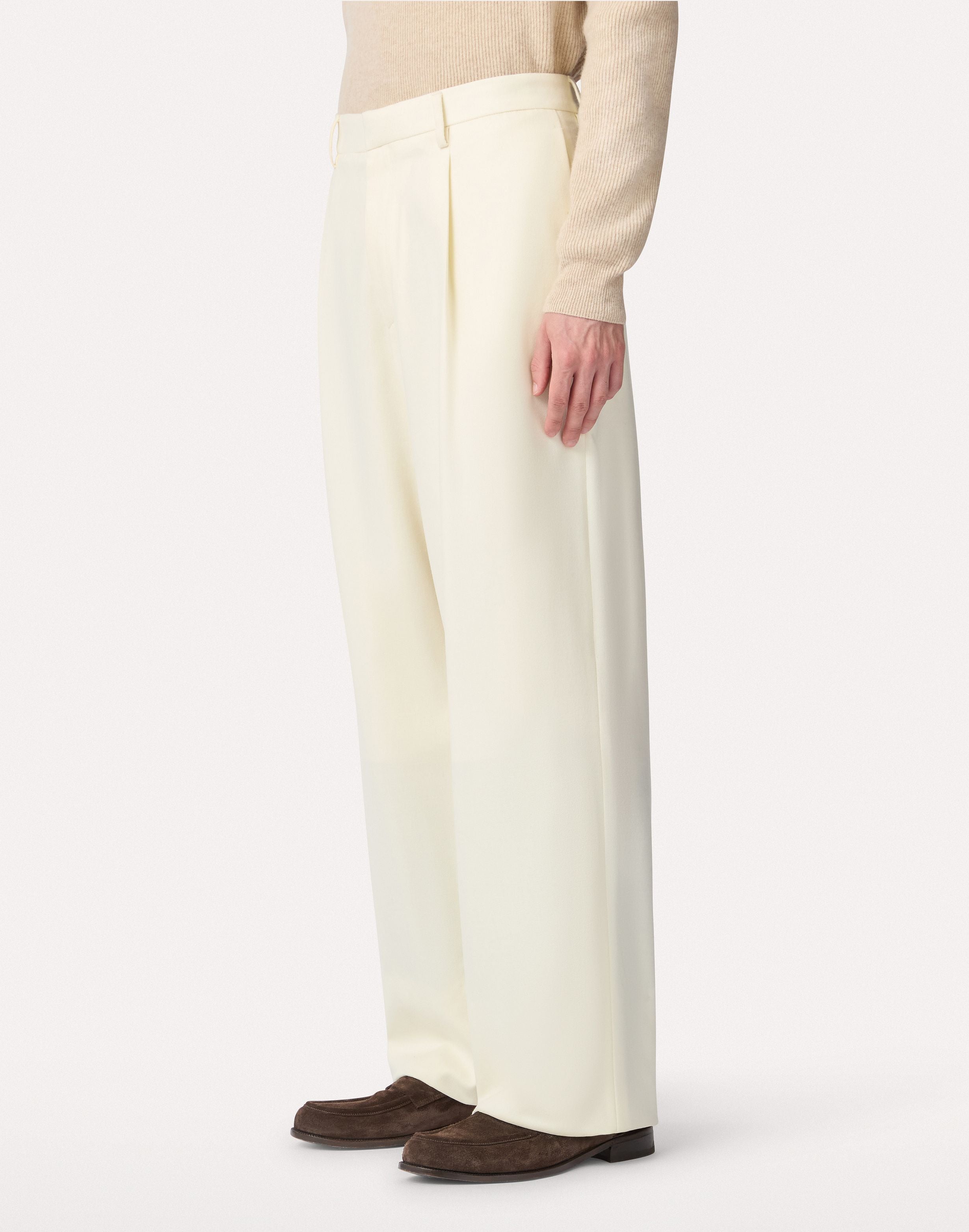 Cream trousers in broken twill wool CREAM Lardini 4