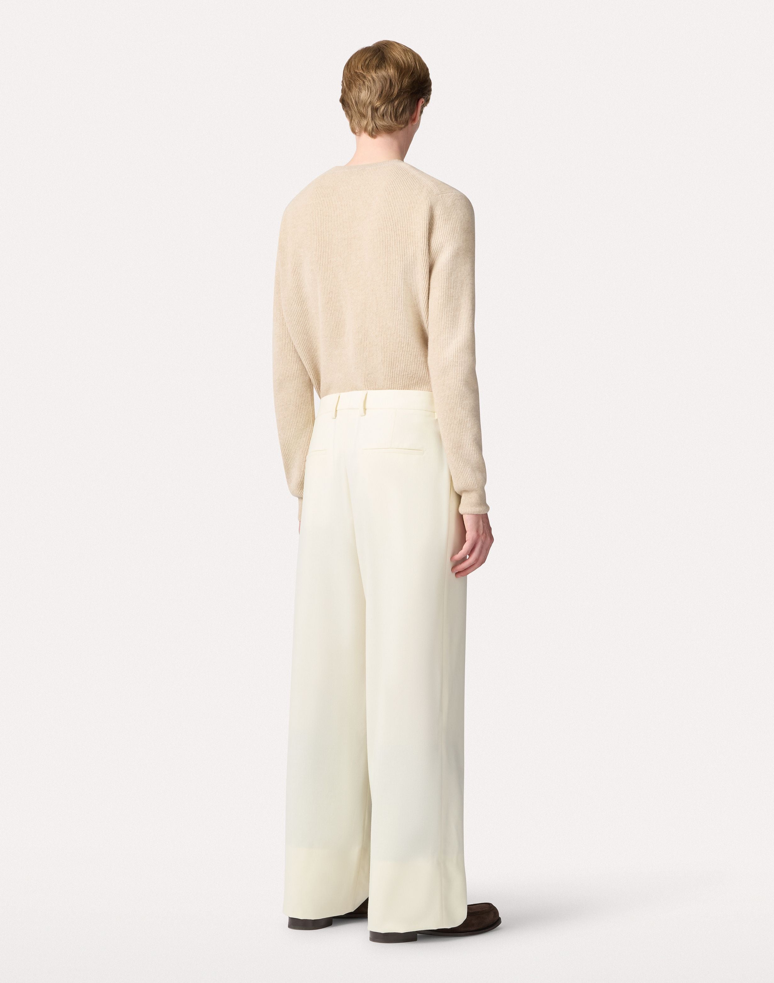 Cream trousers in broken twill wool CREAM Lardini 5