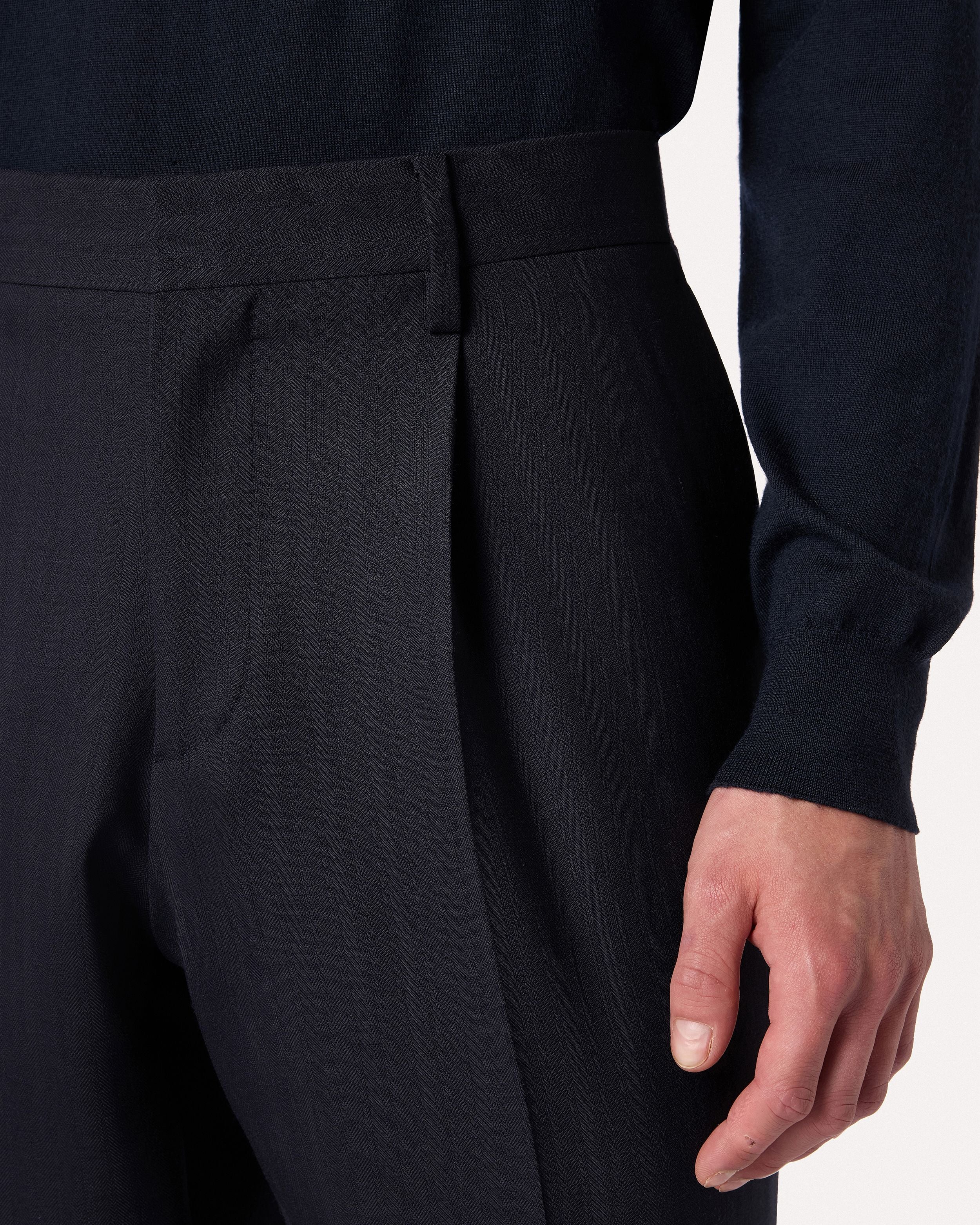 Pantalone blu in lana stretch con motivo micro spigato BLUE Lardini 3
