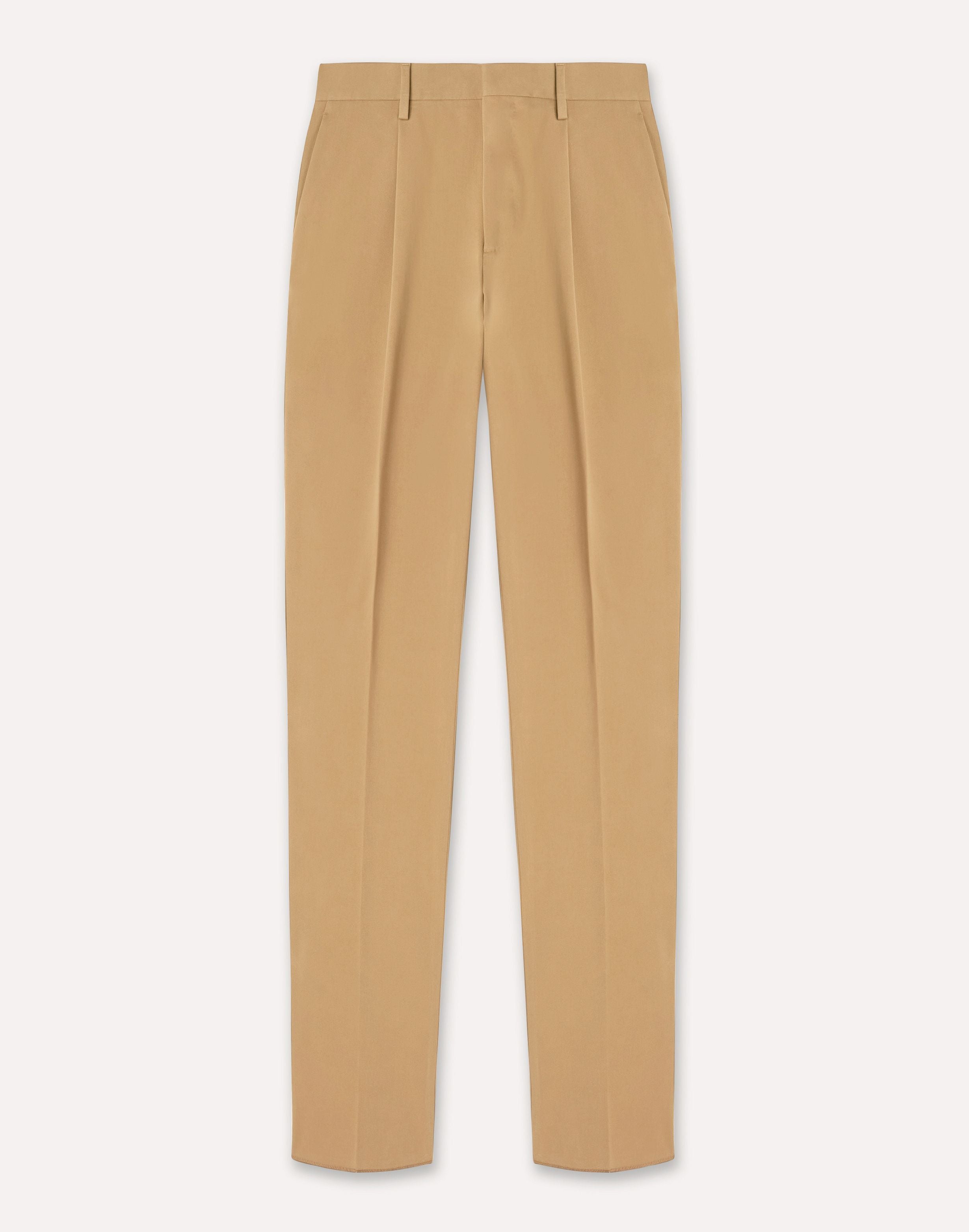 Bi-stretch cotton twill pleated trousers in hazelnut HAZELNUT Lardini 1