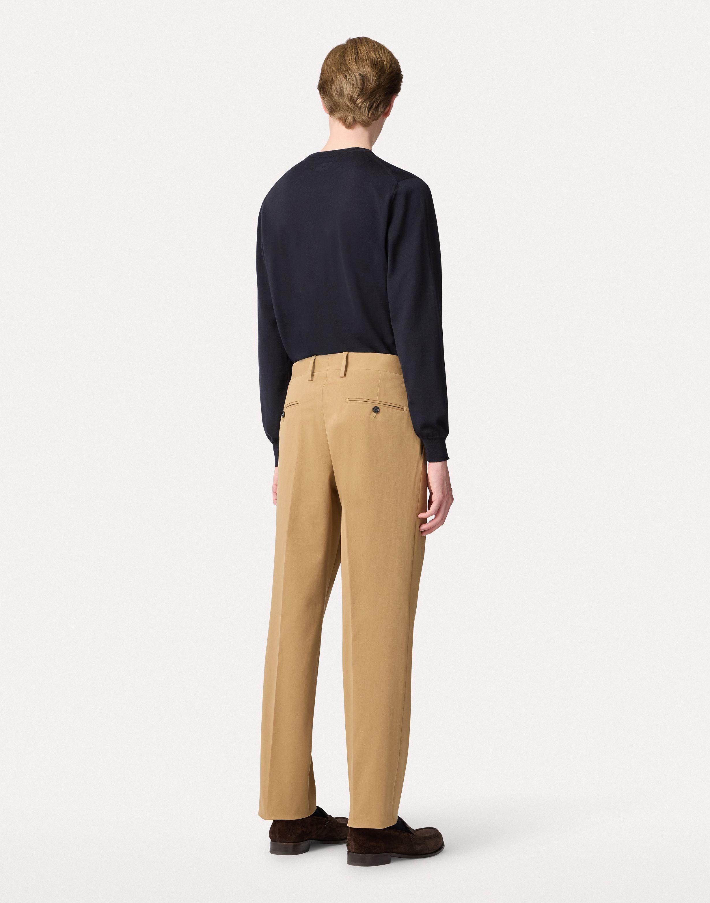 Hose mit Bundfalte aus bi-elastischem Baumwoll-Twill in Haselnuss HAZELNUT Lardini 5