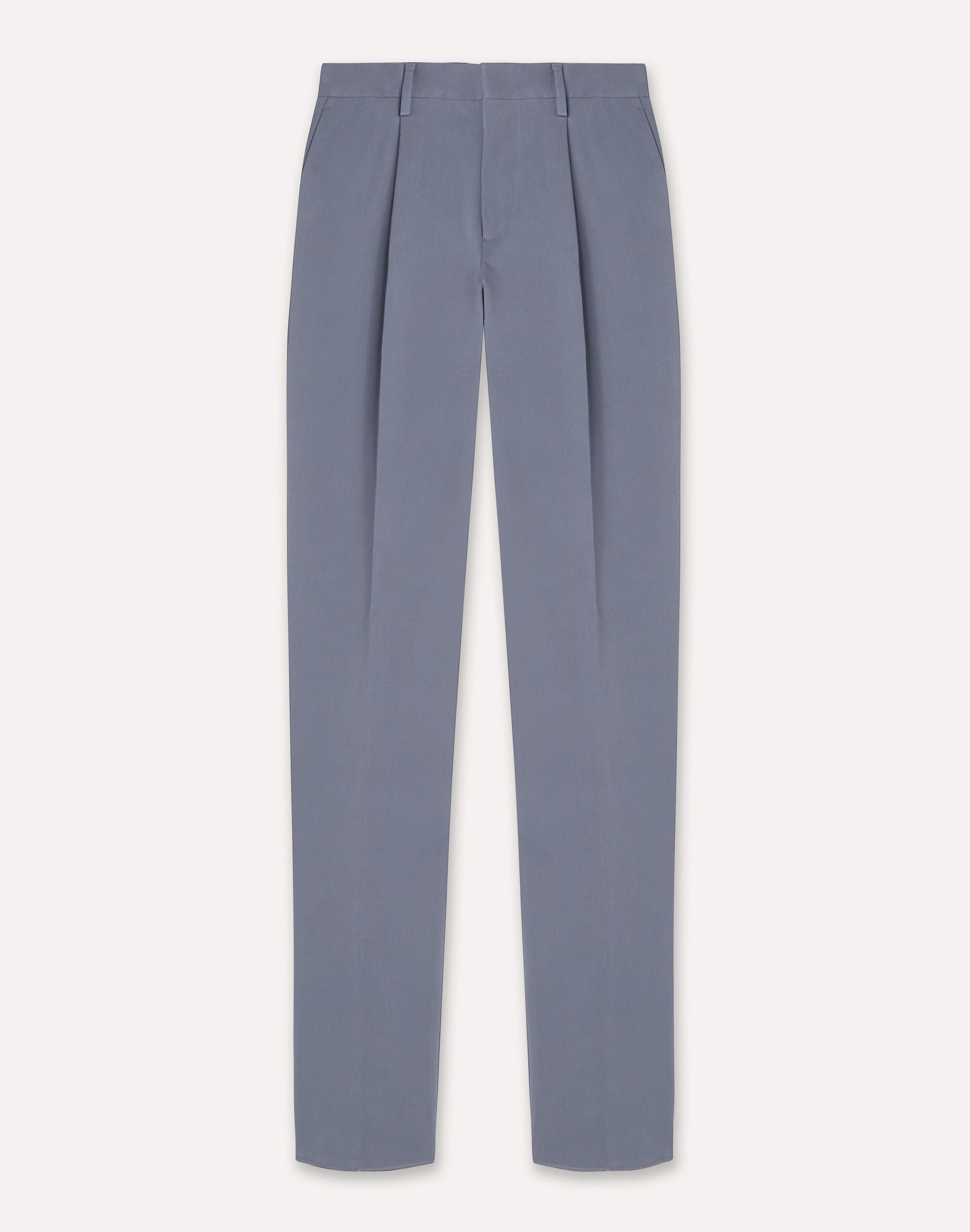 Bi-stretch cotton twill pleated avio blue trousers AIR FORCE BLUE Lardini 1