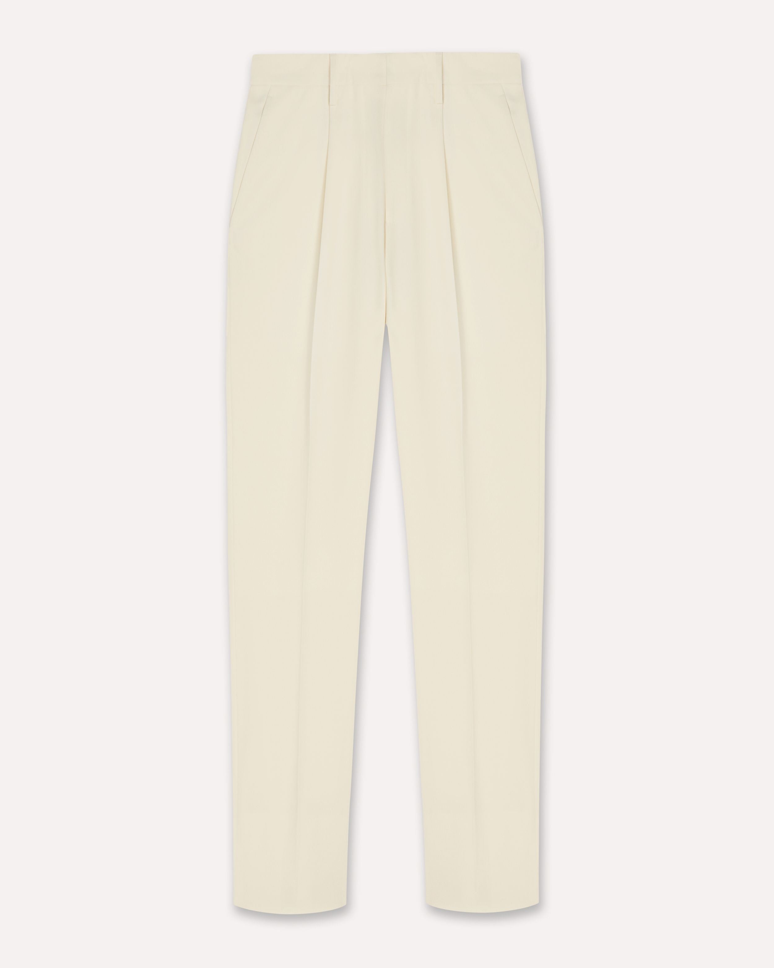 Pantalone color panna con piega in flanella stretch CREAM Lardini 1