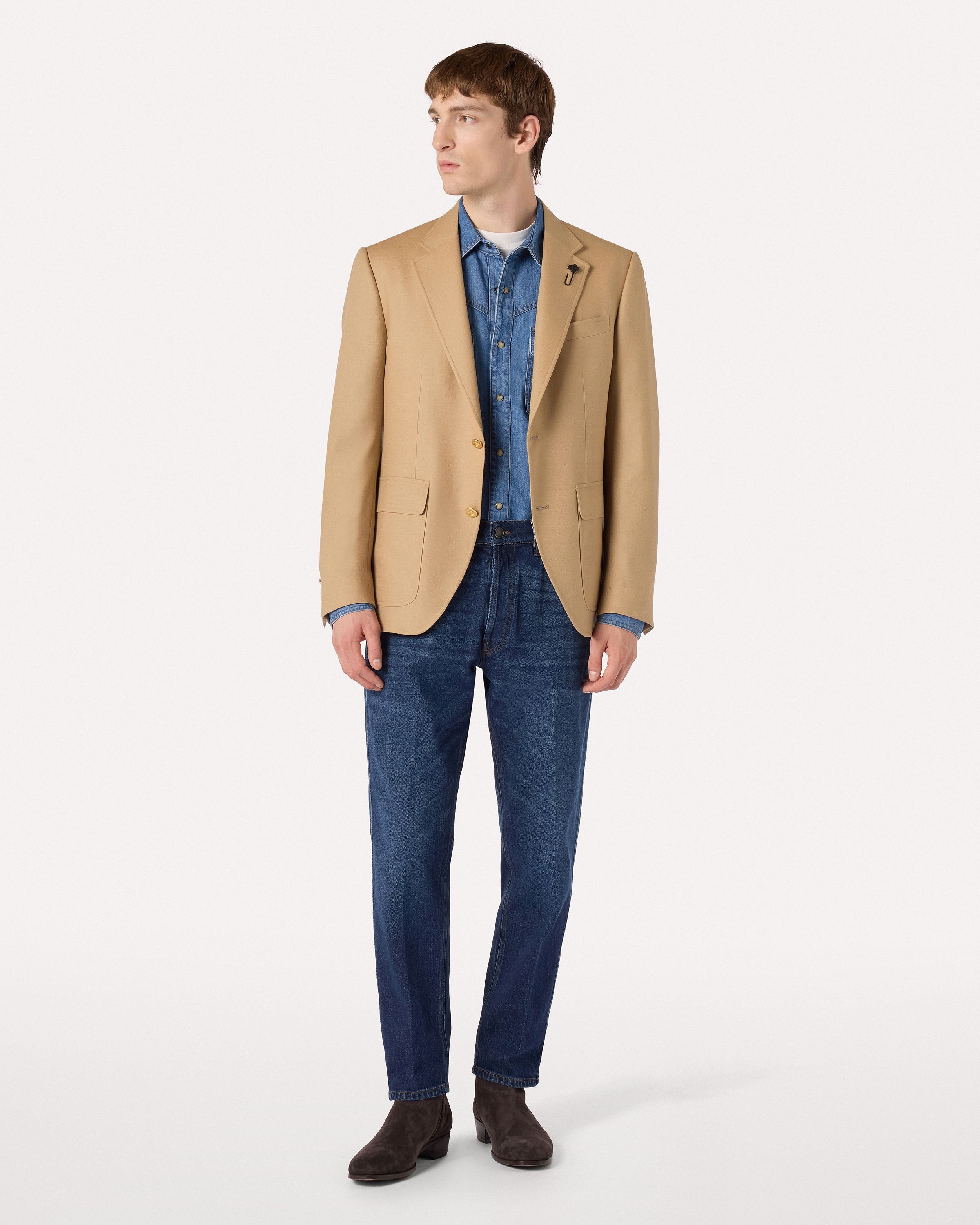 Camicia azzurra western in gabardine di cotone LIGHT BLUE Lardini 2