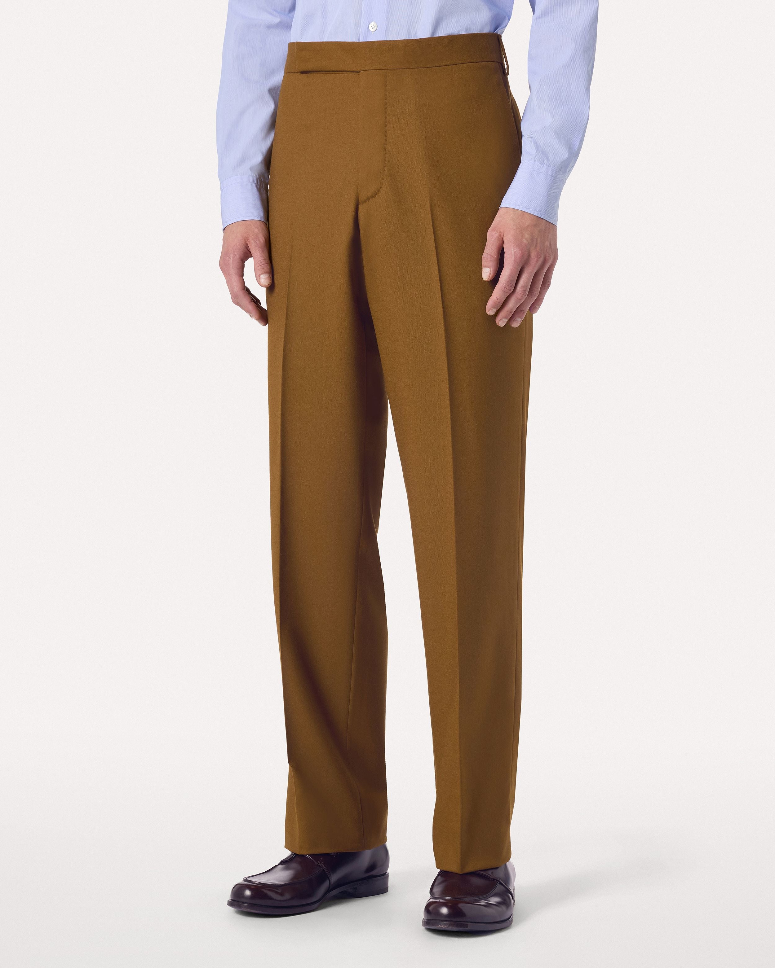 Pantalone cammello in flanella stretch senza pieghe CAMEL Lardini 4