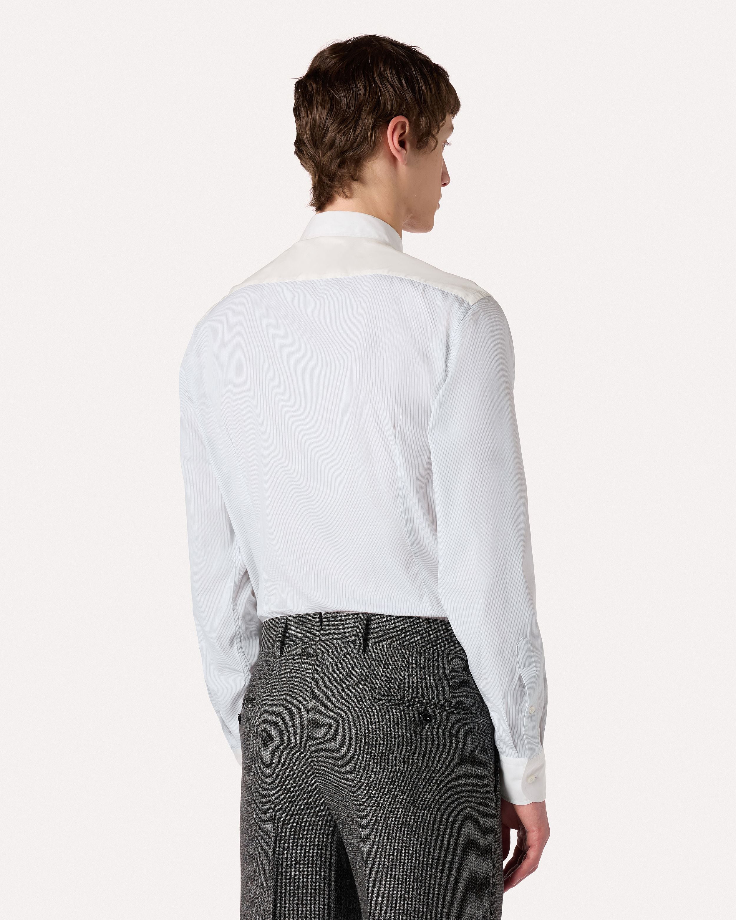 Chemise en popeline de coton à rayures WHITE/BLACK Lardini 5