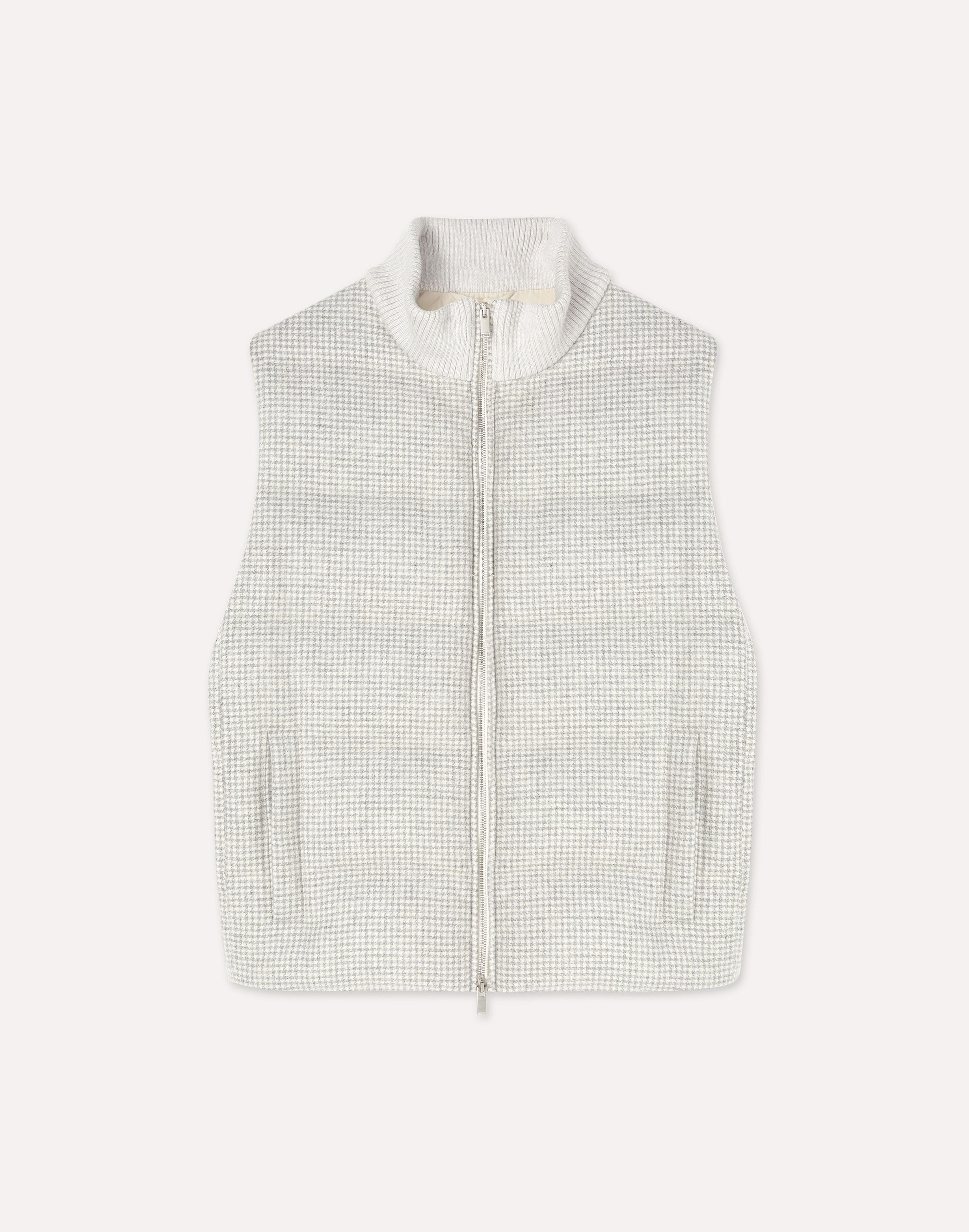 Sleeveless down jacket in wool and cashmere, cream and grey CREAM/GREY Lardini 1