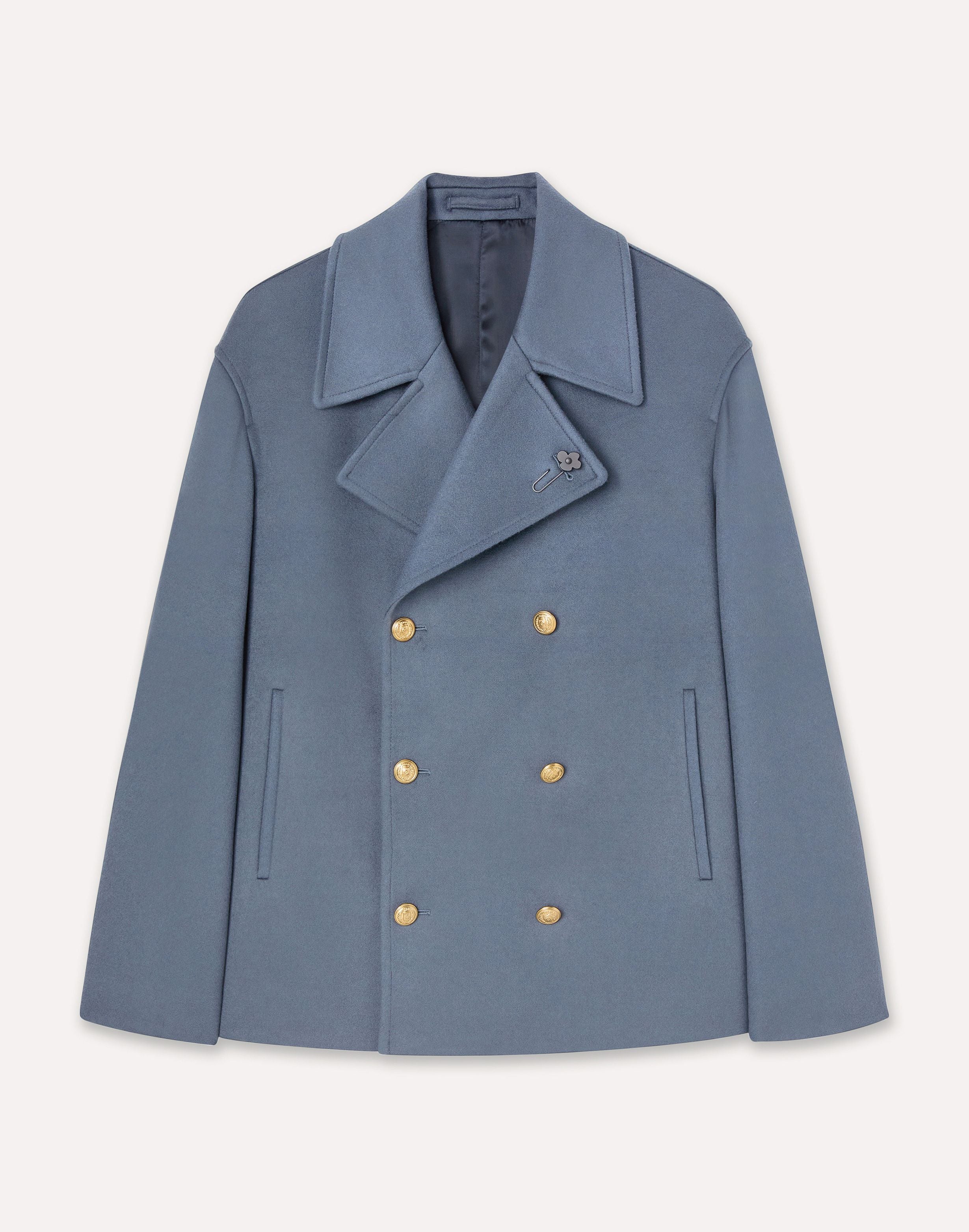 Avio blue double-breasted pea coat in wool fabric AIR FORCE BLUE Lardini 1