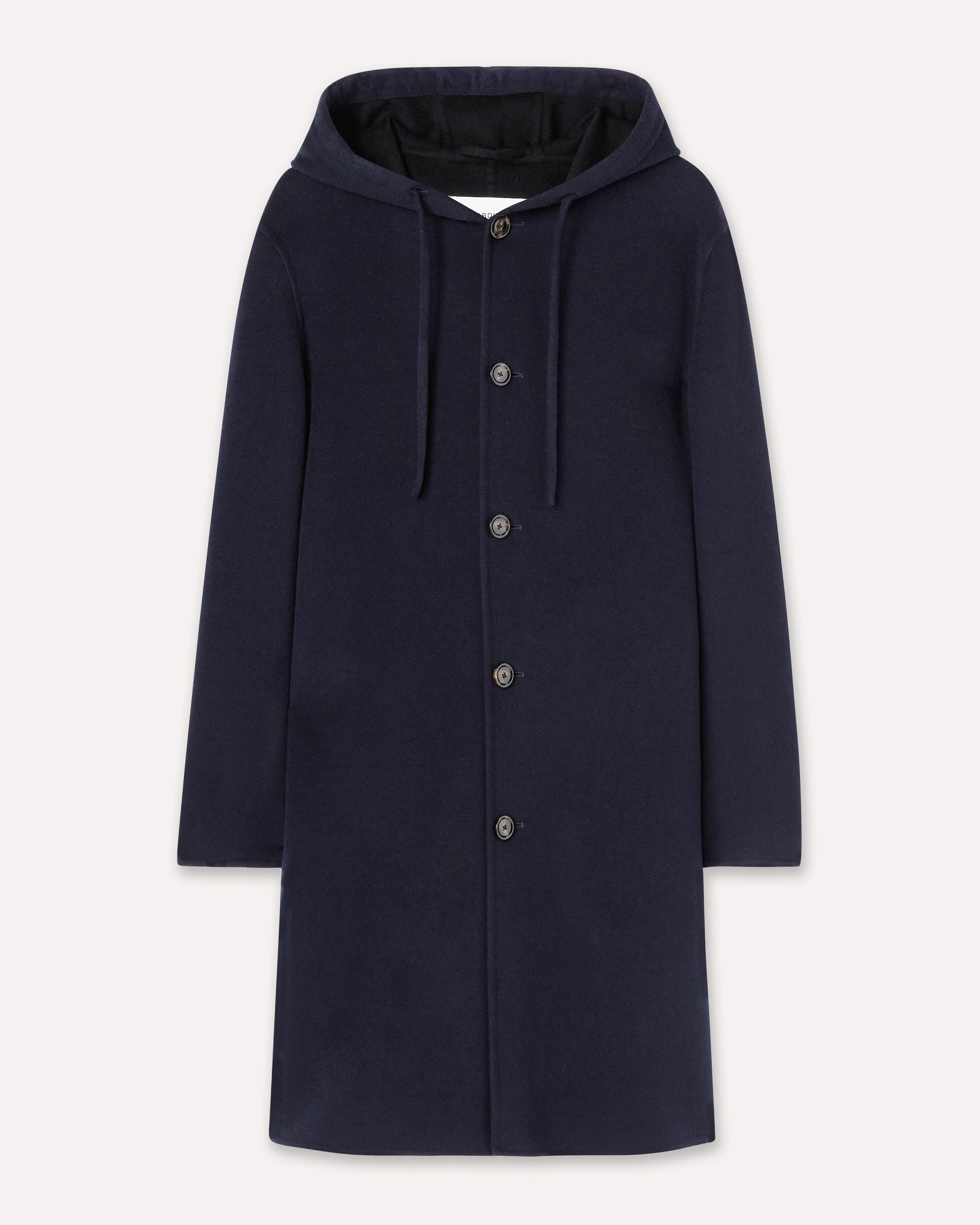 Cappotto monopetto blu con cappuccio e coulisse in lana BLUE/BLACK Lardini 1