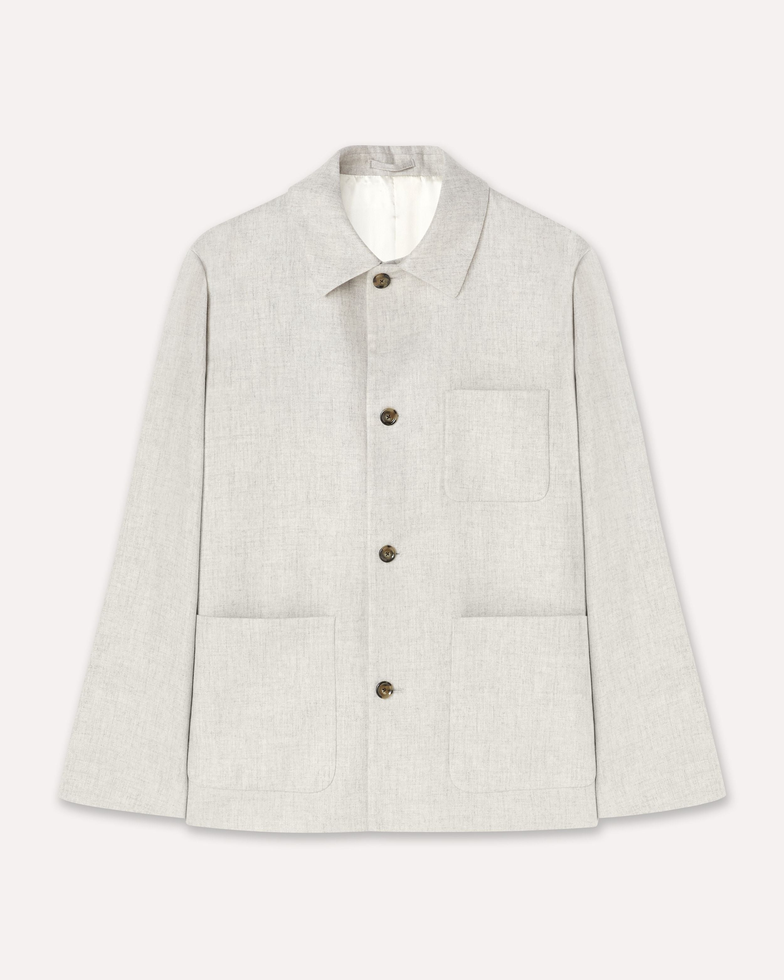 Giacca camicia grigia in flanella di lana e cashmere GREY Lardini 1