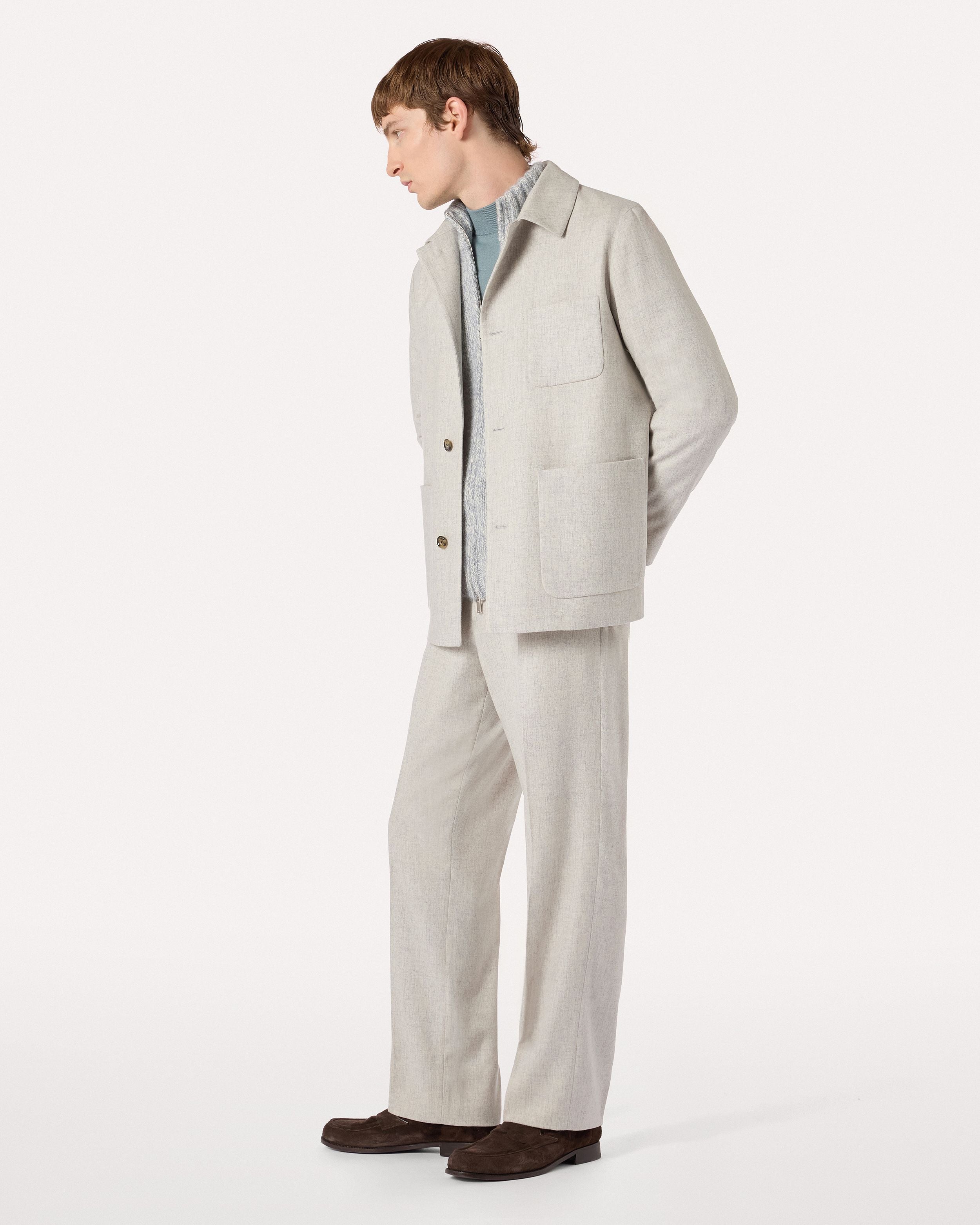 Giacca camicia grigia in flanella di lana e cashmere GREY Lardini 2