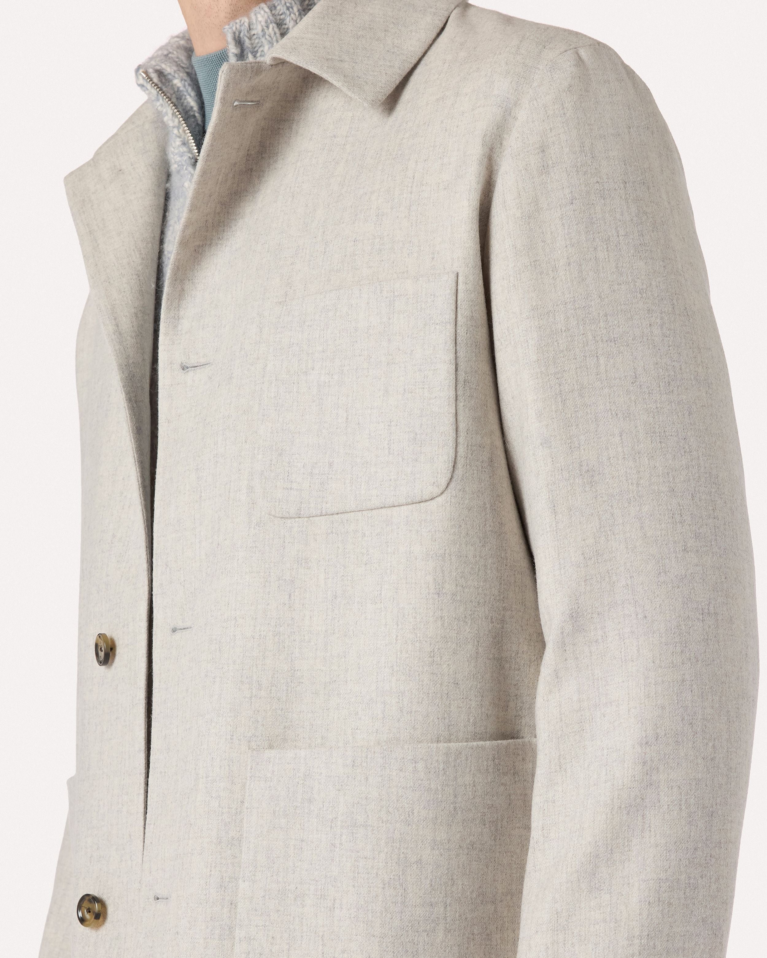 Giacca camicia grigia in flanella di lana e cashmere GREY Lardini 3