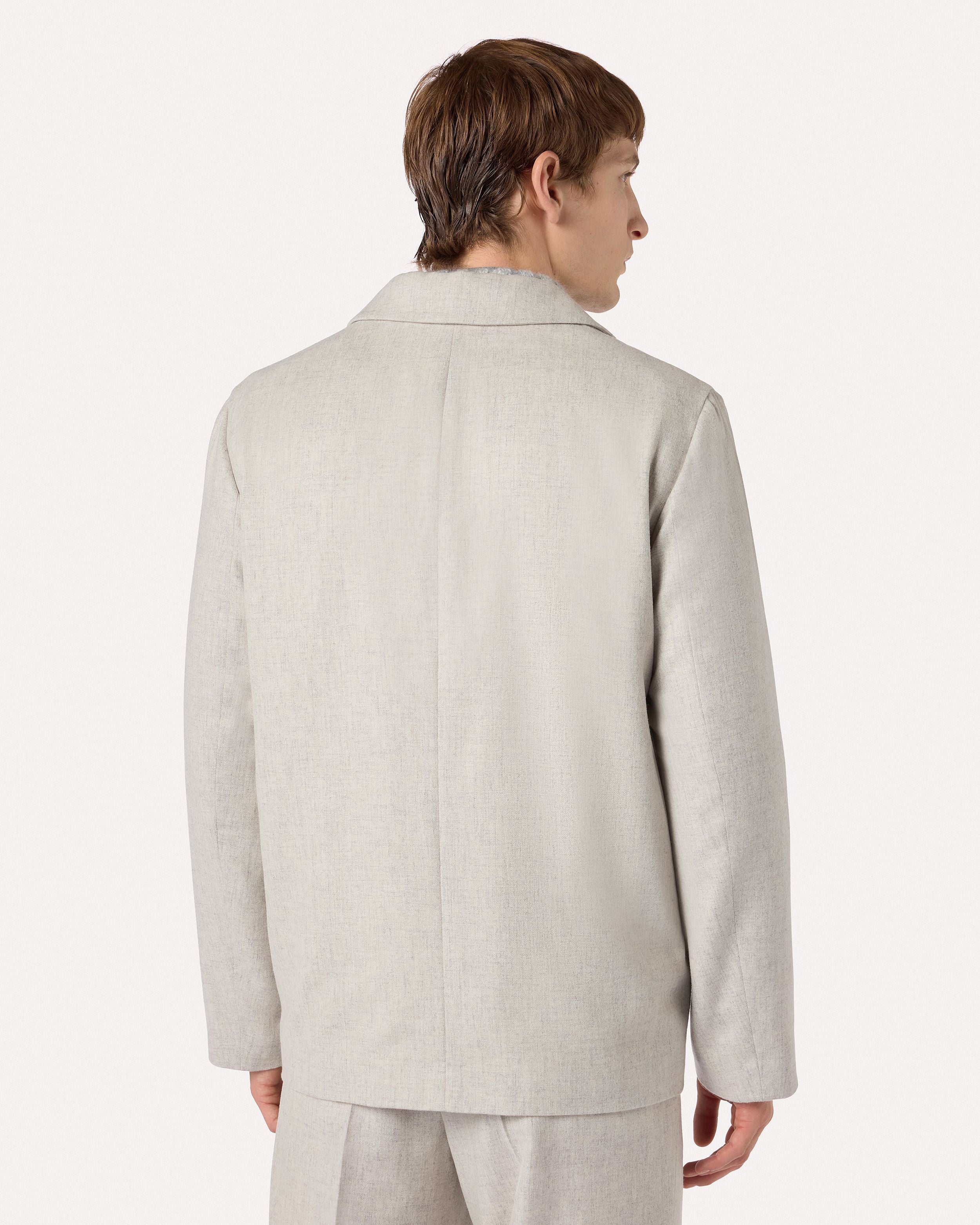 Giacca camicia grigia in flanella di lana e cashmere GREY Lardini 5