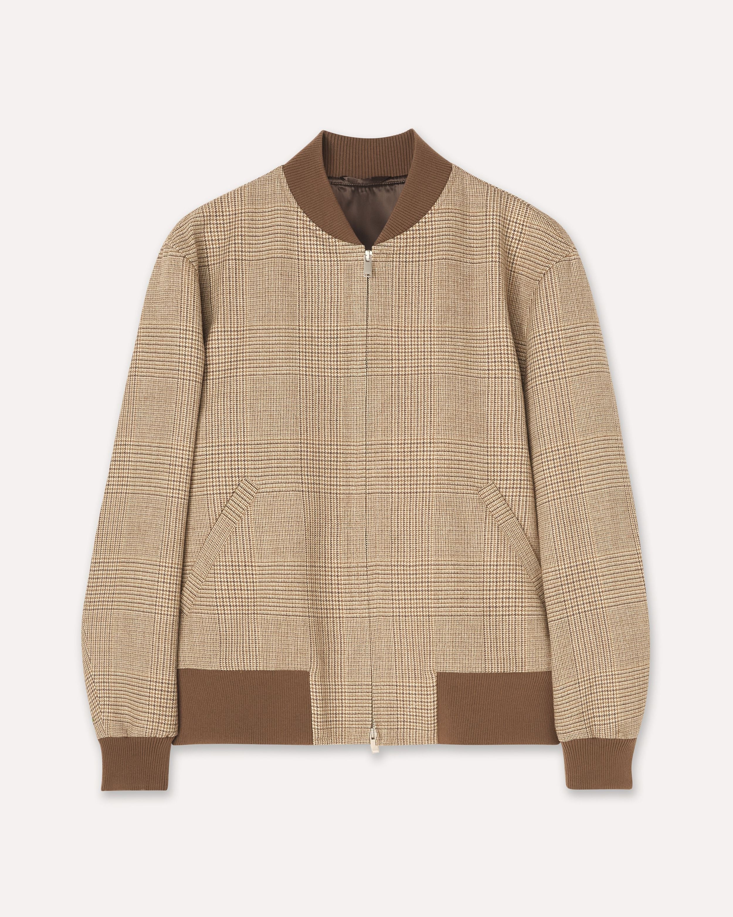 Giubbino beige varsity in lana con motivo Principe di Galles BEIGE/MUSTARD/BROWN Lardini 1