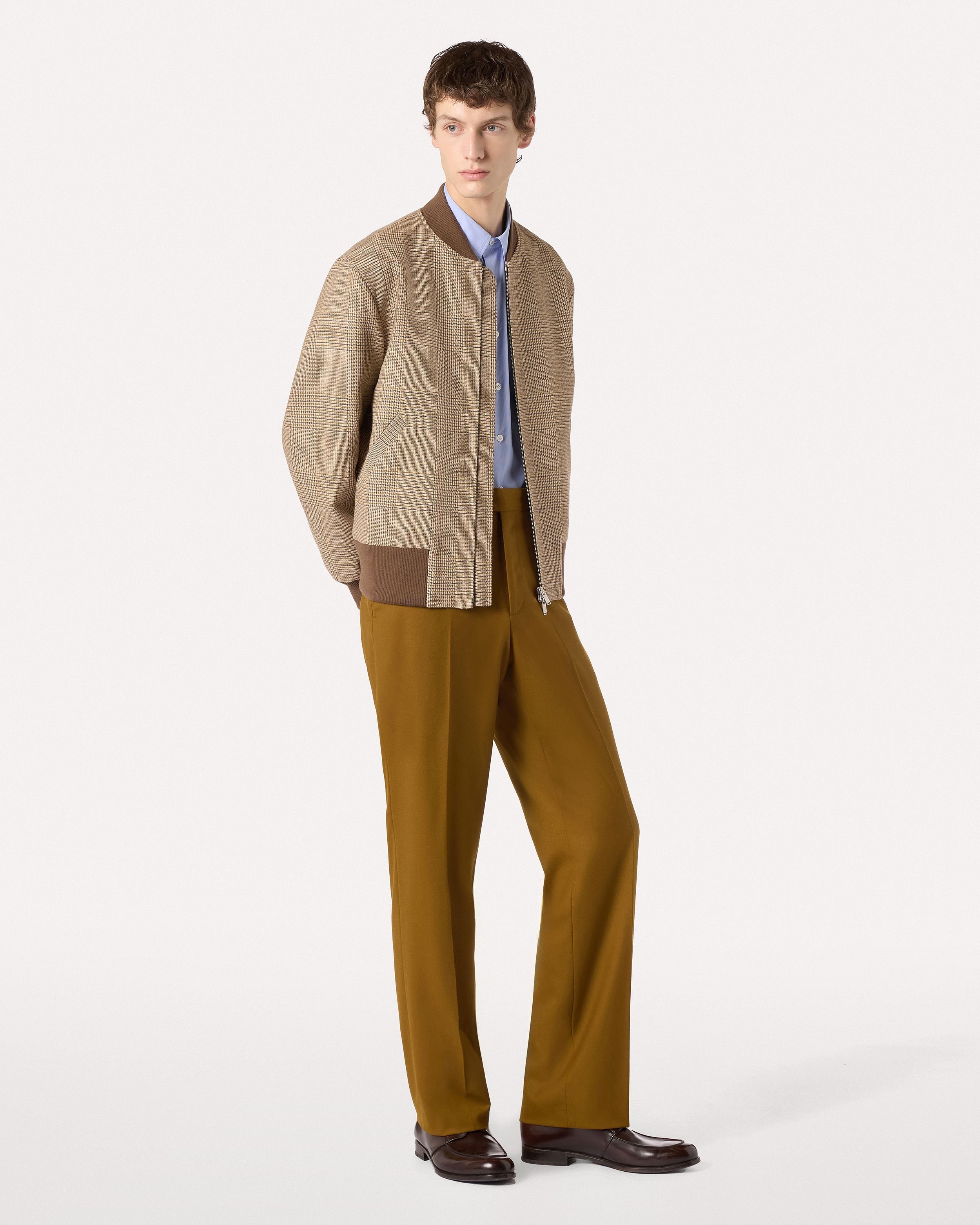 Giubbino beige varsity in lana con motivo Principe di Galles BEIGE/MUSTARD/BROWN Lardini 2