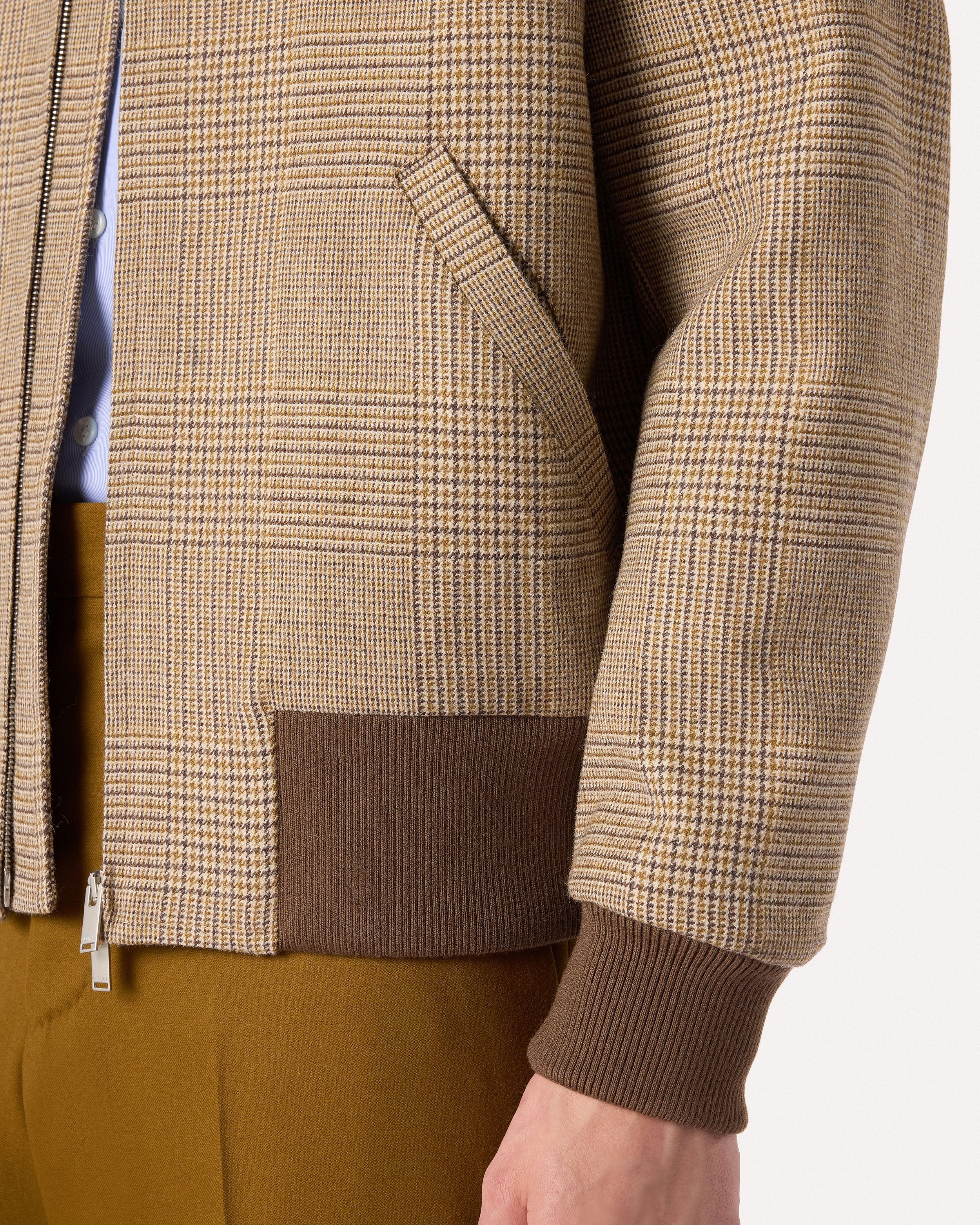 Giubbino beige varsity in lana con motivo Principe di Galles BEIGE/MUSTARD/BROWN Lardini 3