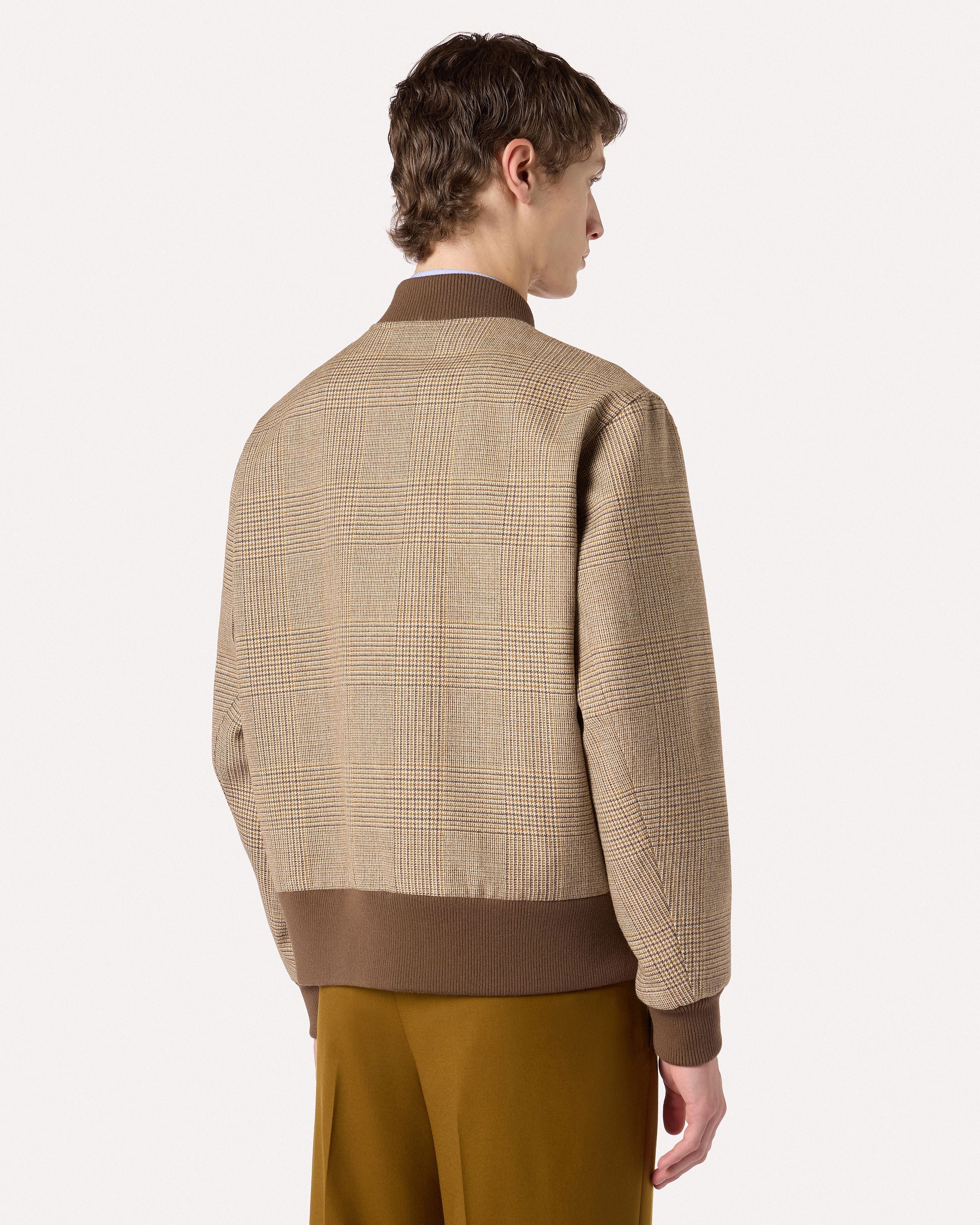 Giubbino beige varsity in lana con motivo Principe di Galles BEIGE/MUSTARD/BROWN Lardini 5