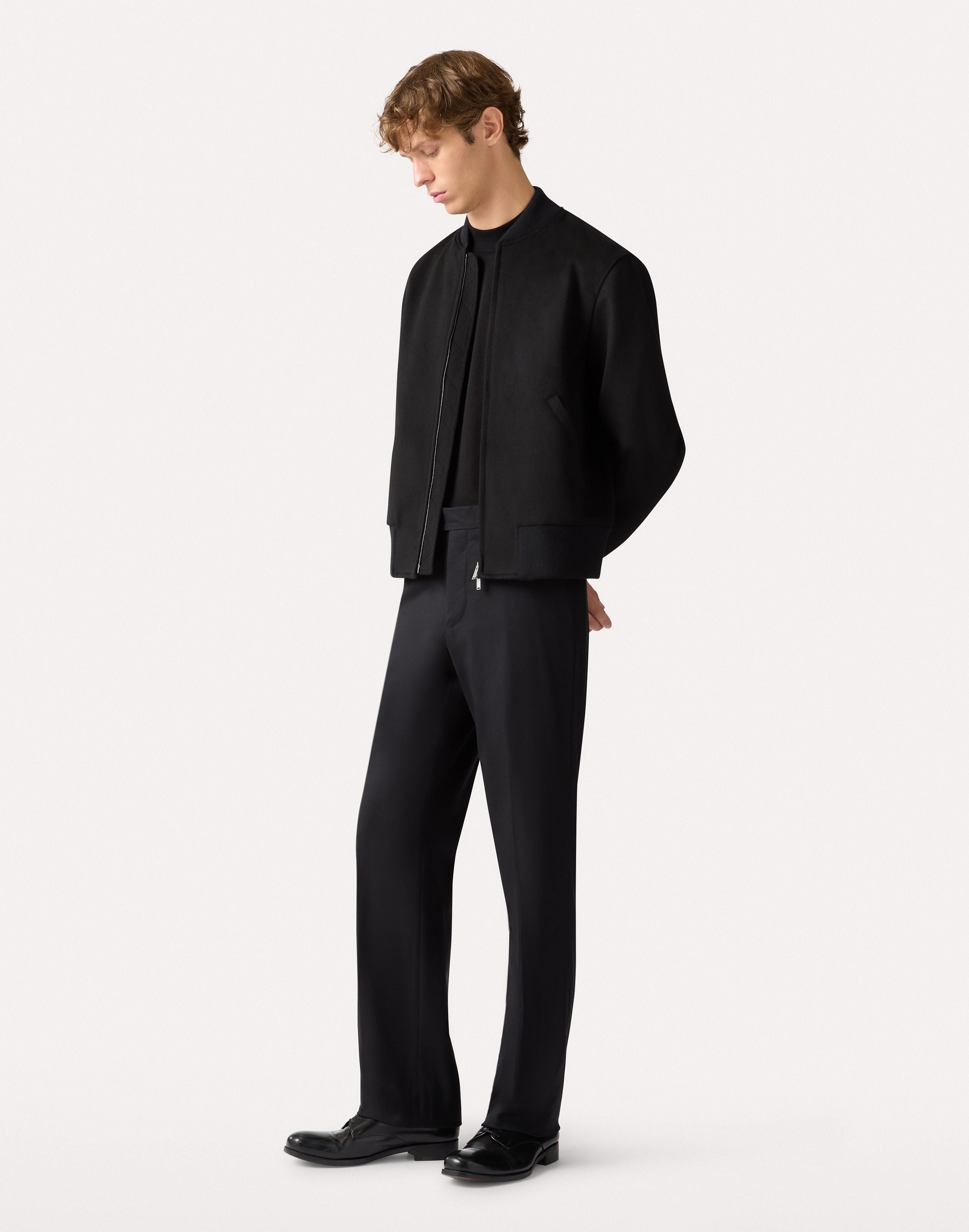 Giubbino nero varsity in lana BLACK Lardini 2