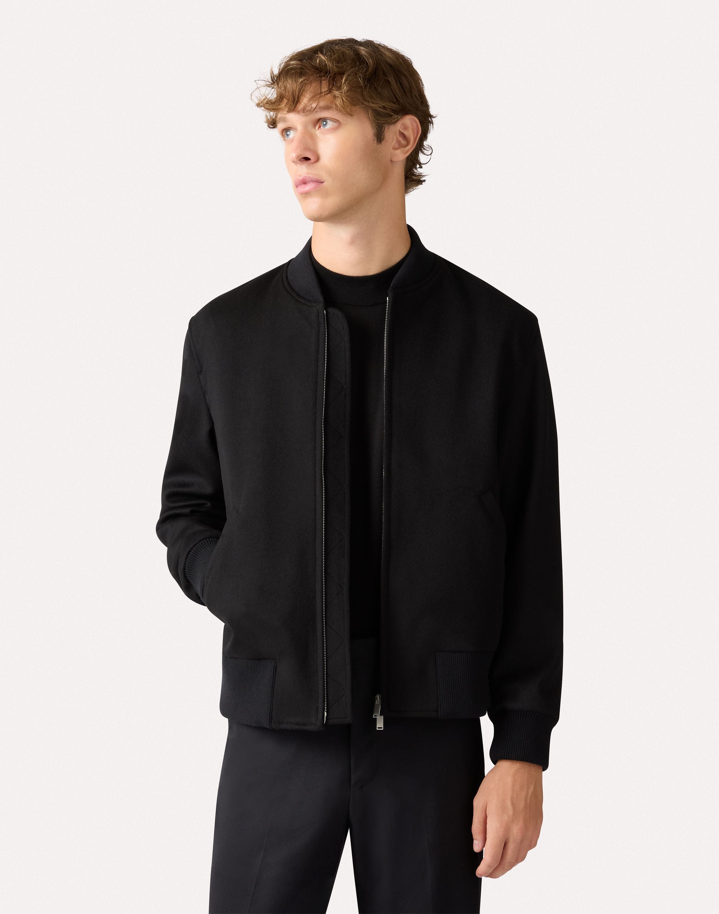 Giubbino nero varsity in lana BLACK Lardini 4