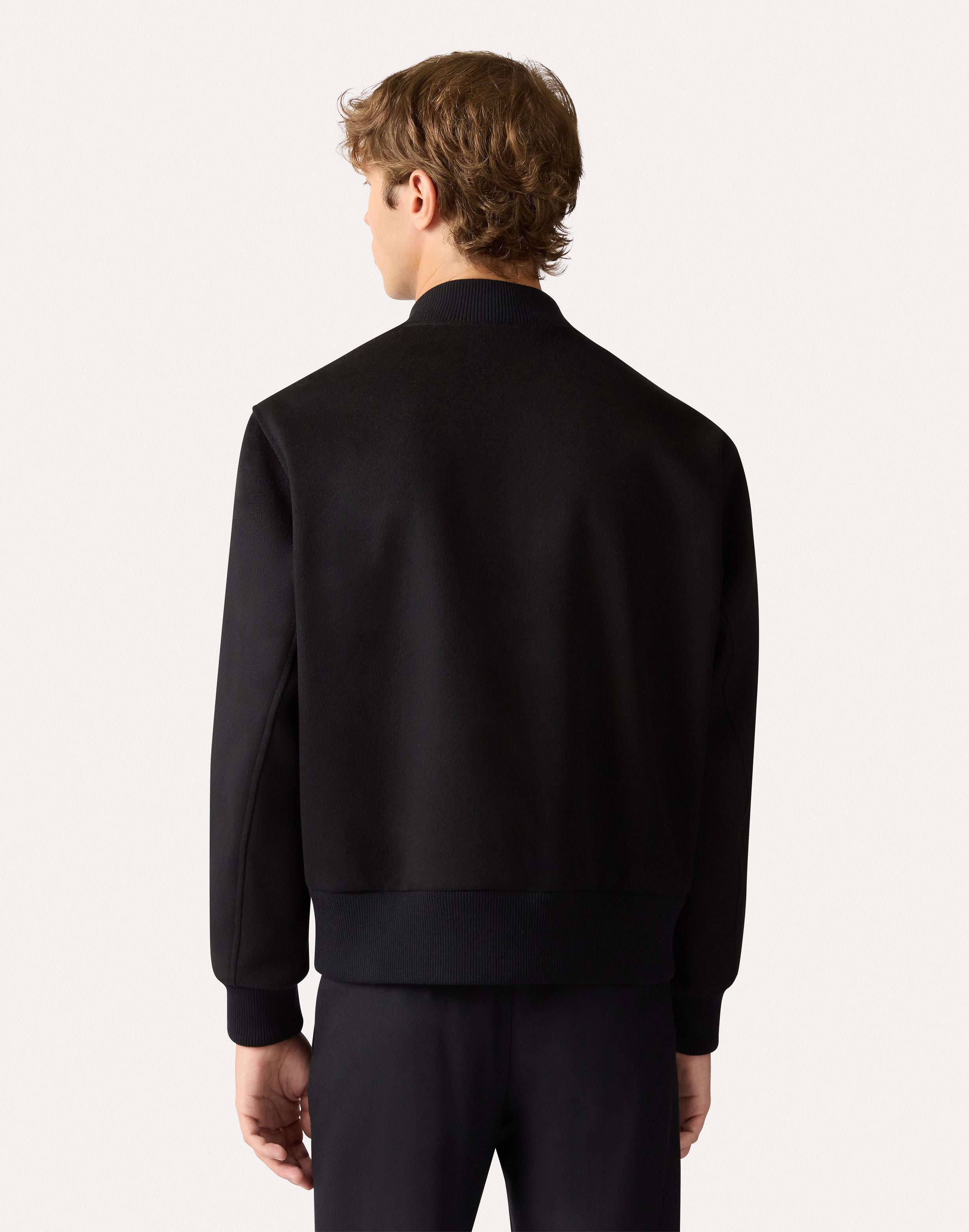 Giubbino nero varsity in lana BLACK Lardini 5