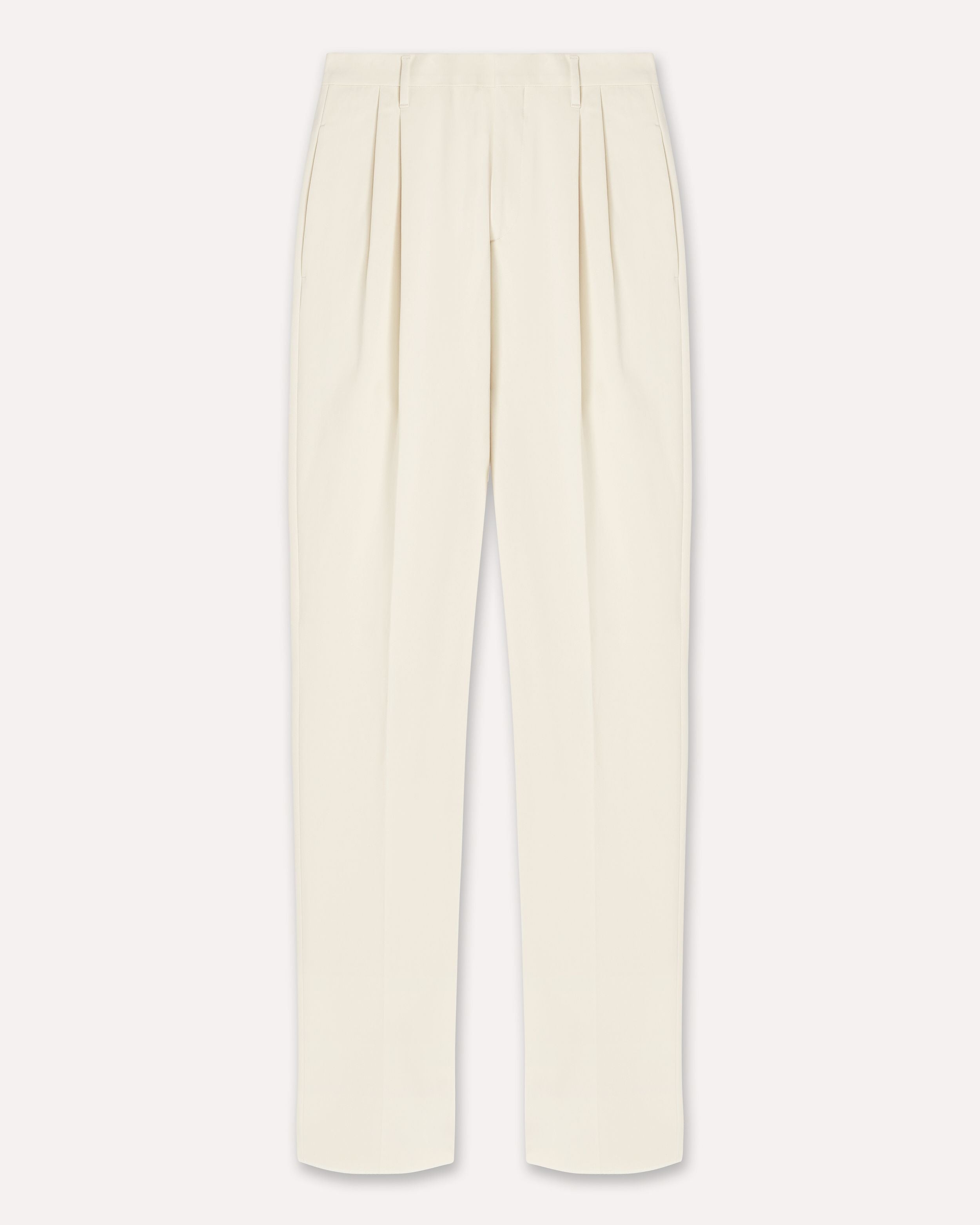Pantaloni panna a due pieghe in twill di cotone bi-stretch CREAM Lardini 1