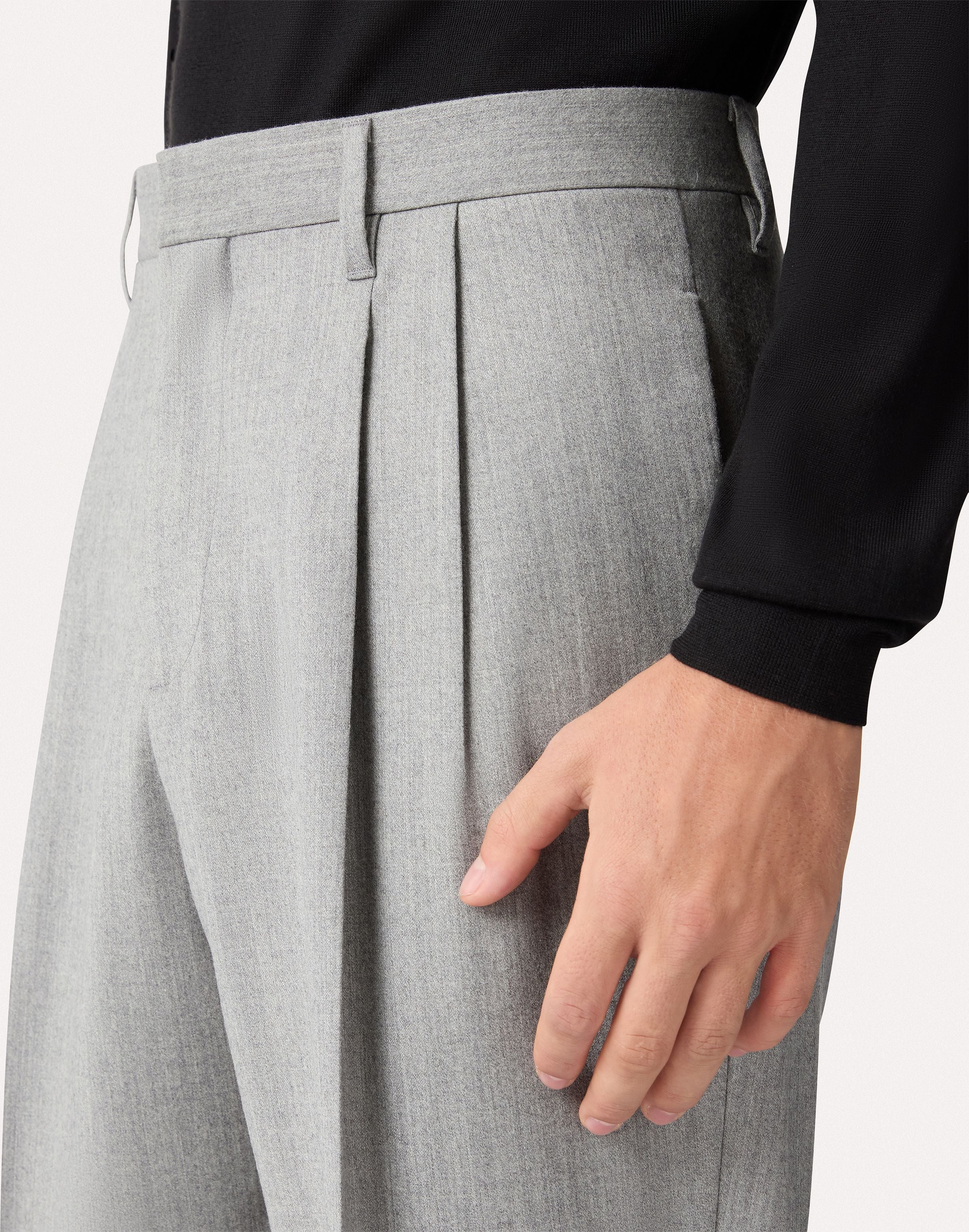 Grey two-pleat trousers in stretch combed flannel GREY Lardini 3