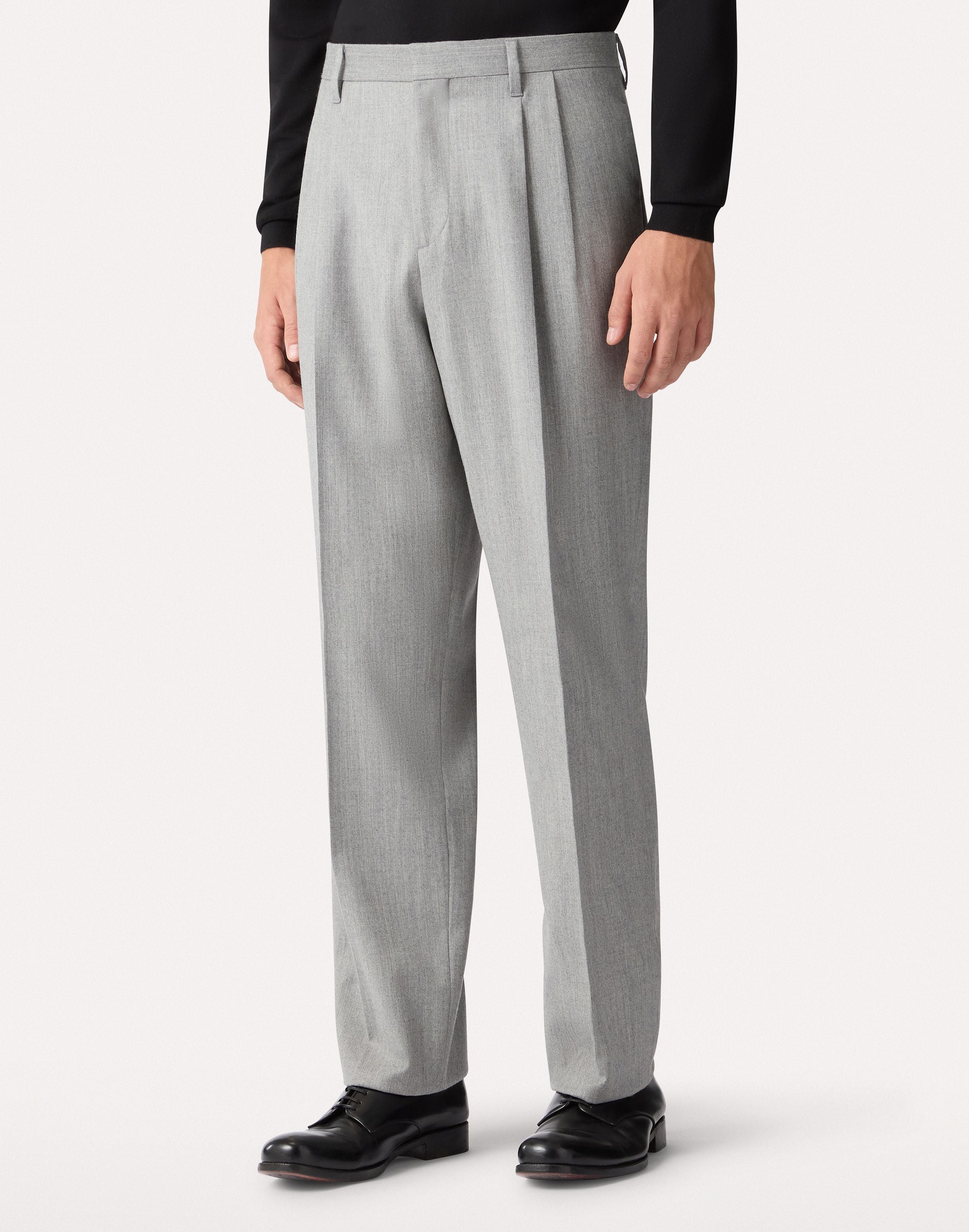 Grey two-pleat trousers in stretch combed flannel GREY Lardini 4