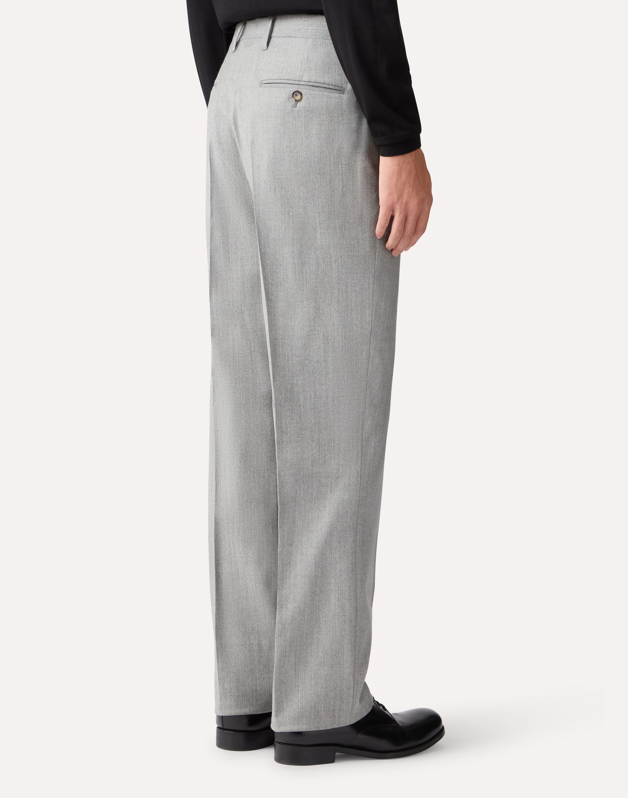 Grey two-pleat trousers in stretch combed flannel GREY Lardini 5
