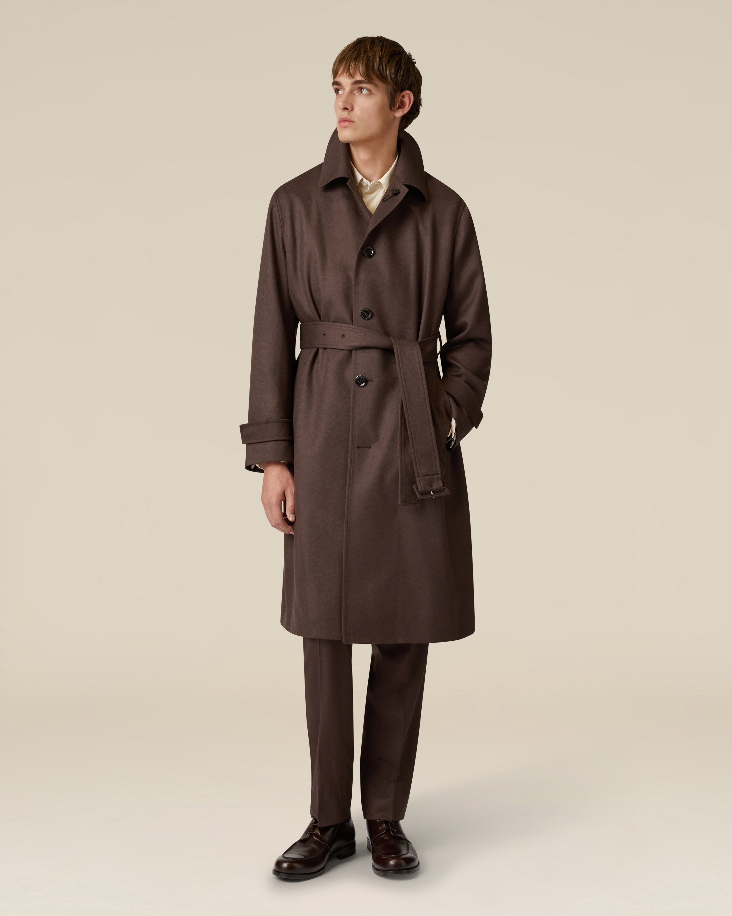 Brauner einreihiger Trenchcoat aus Wolle BROWN Lardini 2