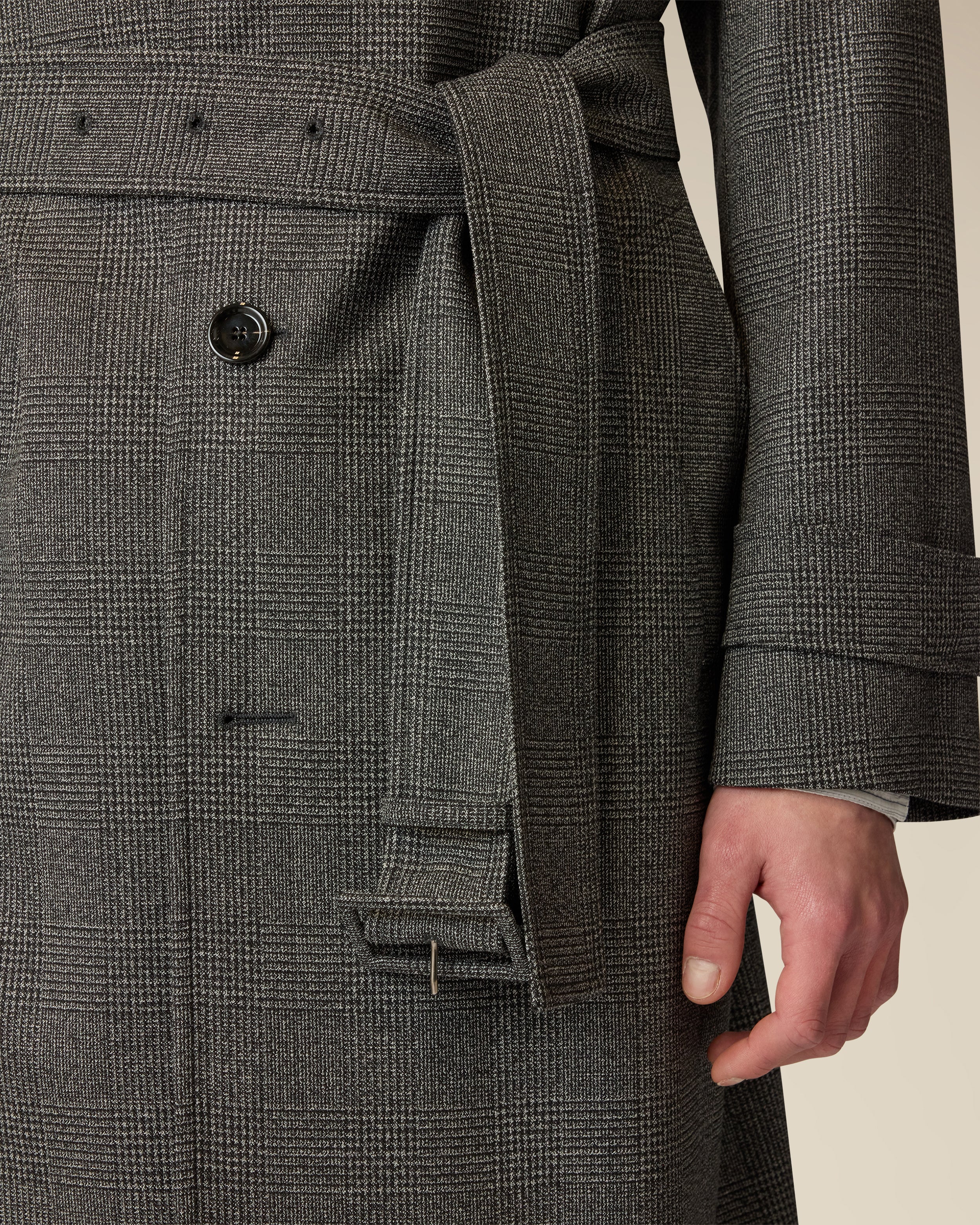Schwarzer Stretch-Wolltrenchcoat BLACK Lardini 3