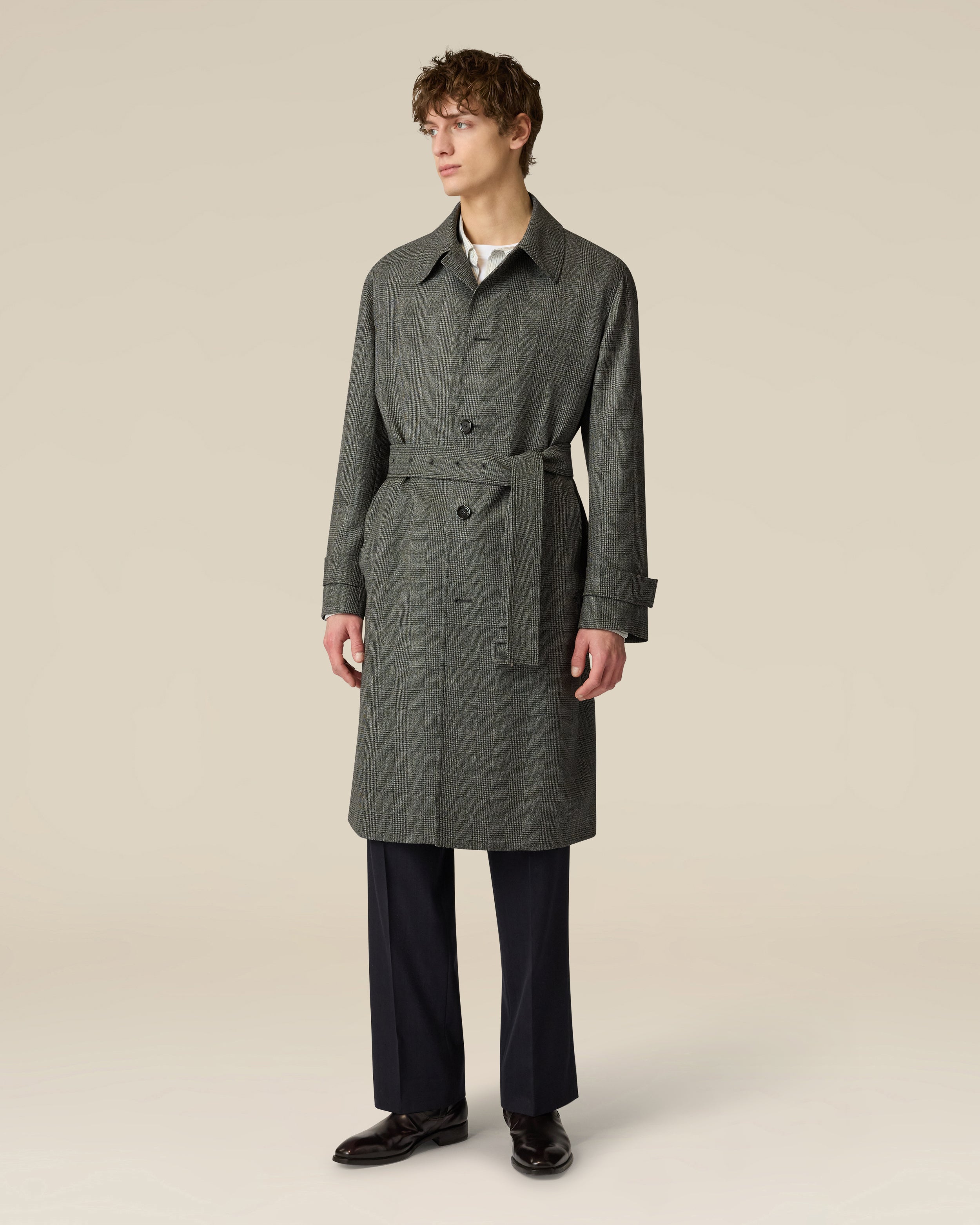 Schwarzer Stretch-Wolltrenchcoat BLACK Lardini 4