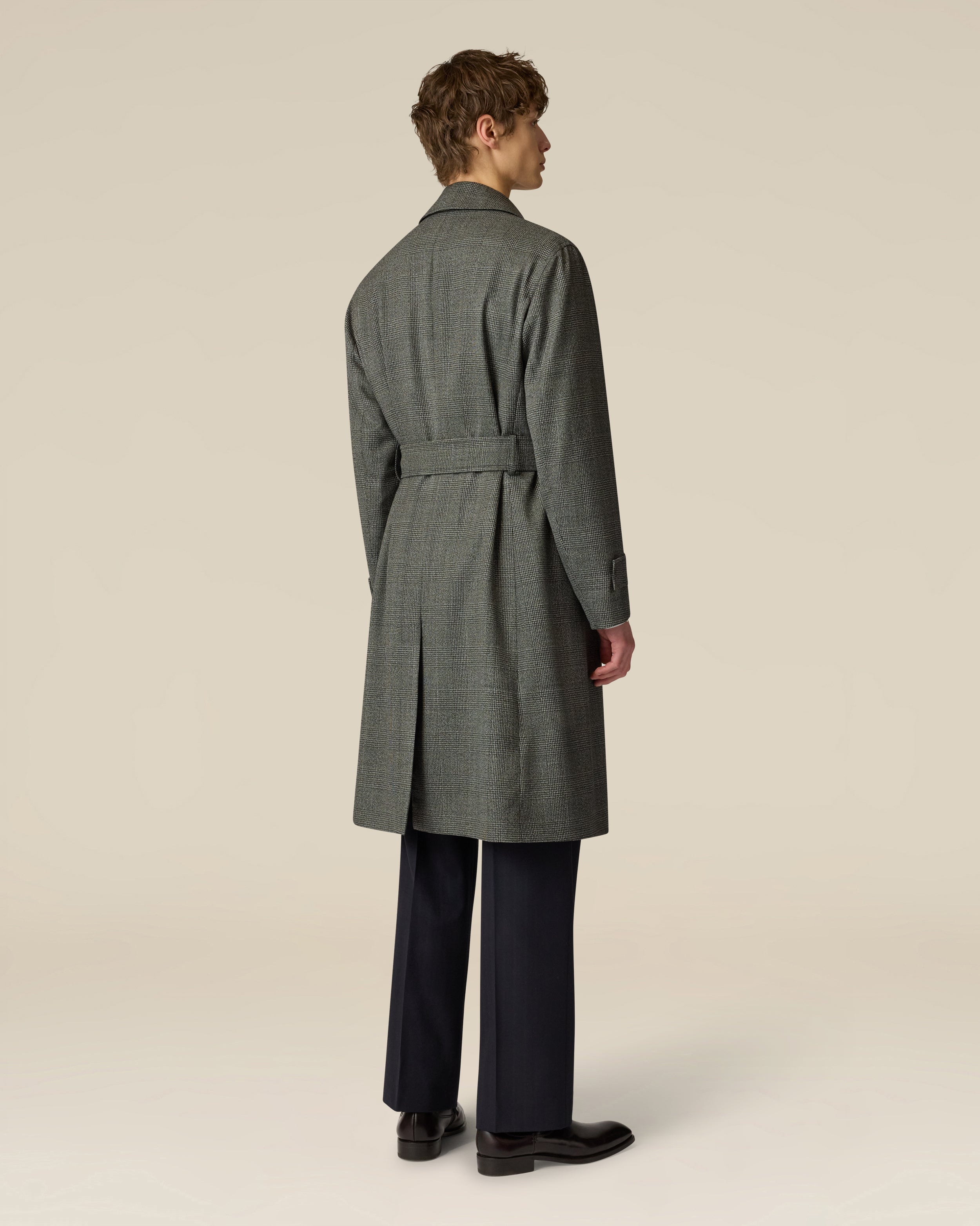Schwarzer Stretch-Wolltrenchcoat BLACK Lardini 5