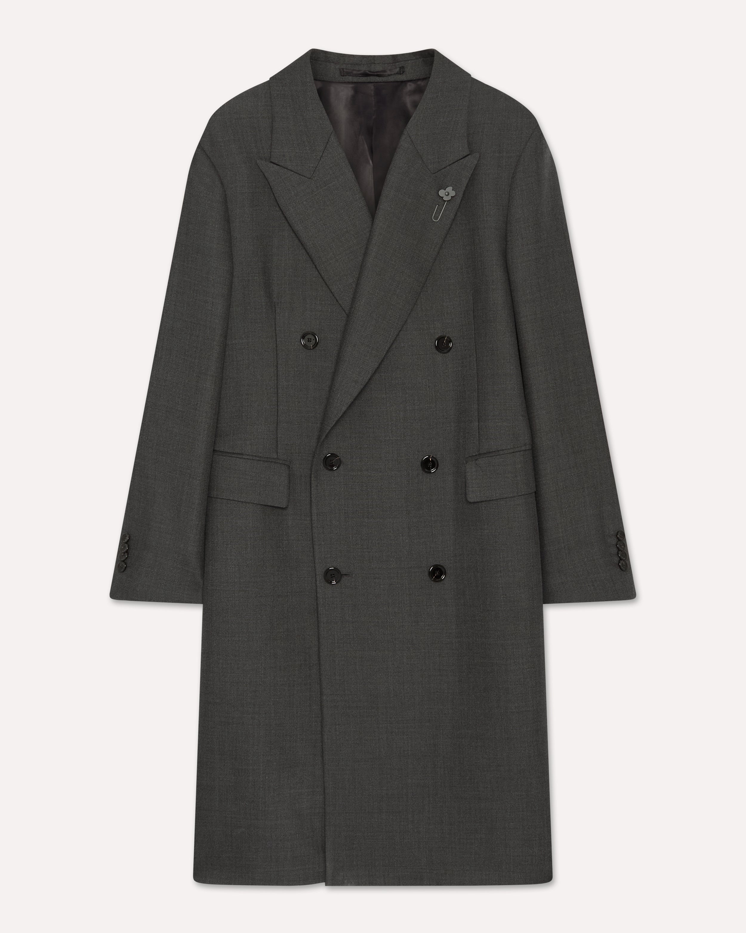 Grey double-breasted coat in wool and viscose GREY Lardini 1
