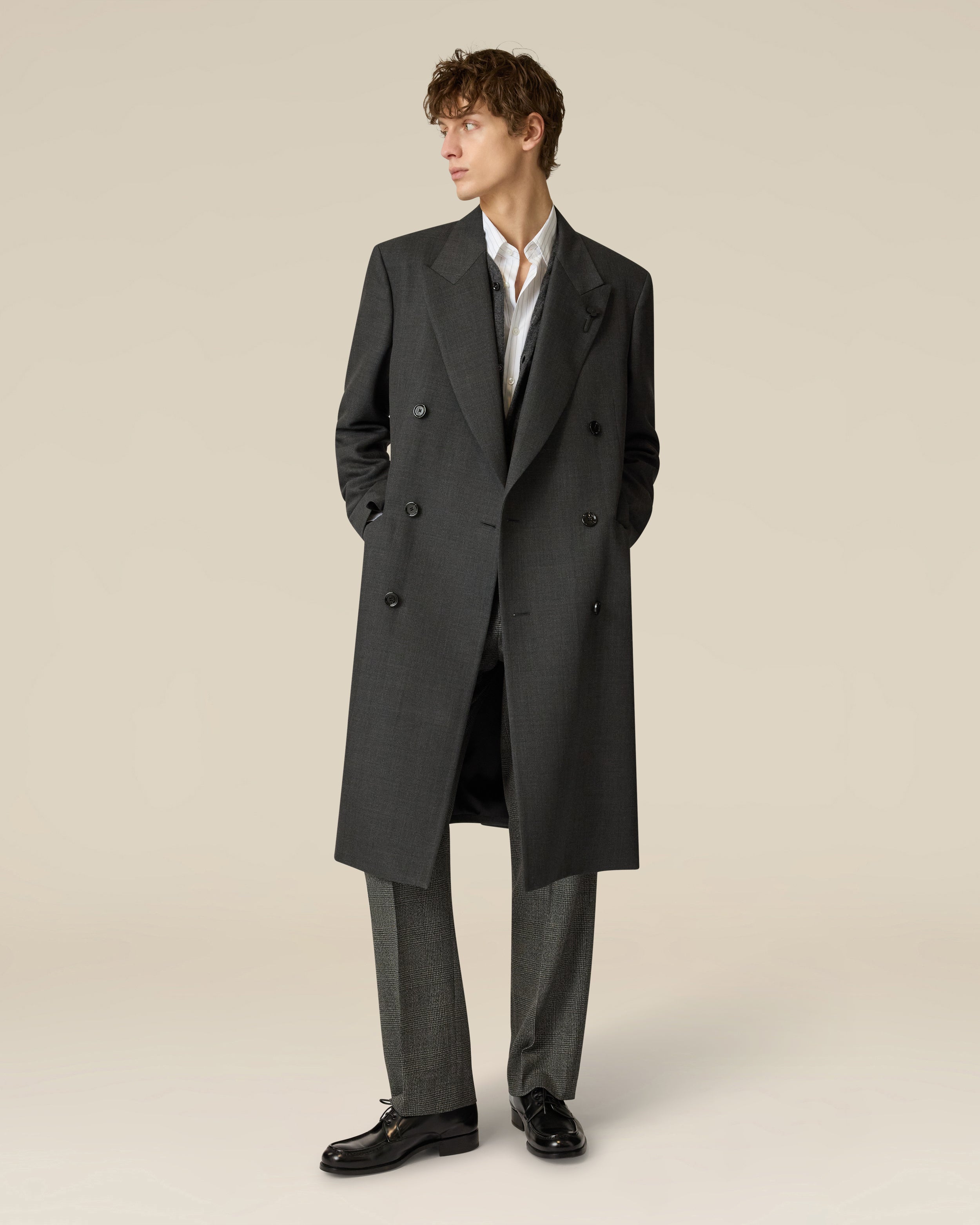 Grey double-breasted coat in wool and viscose GREY Lardini 4
