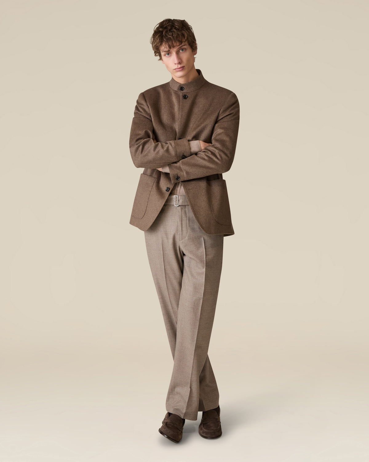 Einreihiges Sakko aus reinem braunem Kaschmir BROWN Lardini 2