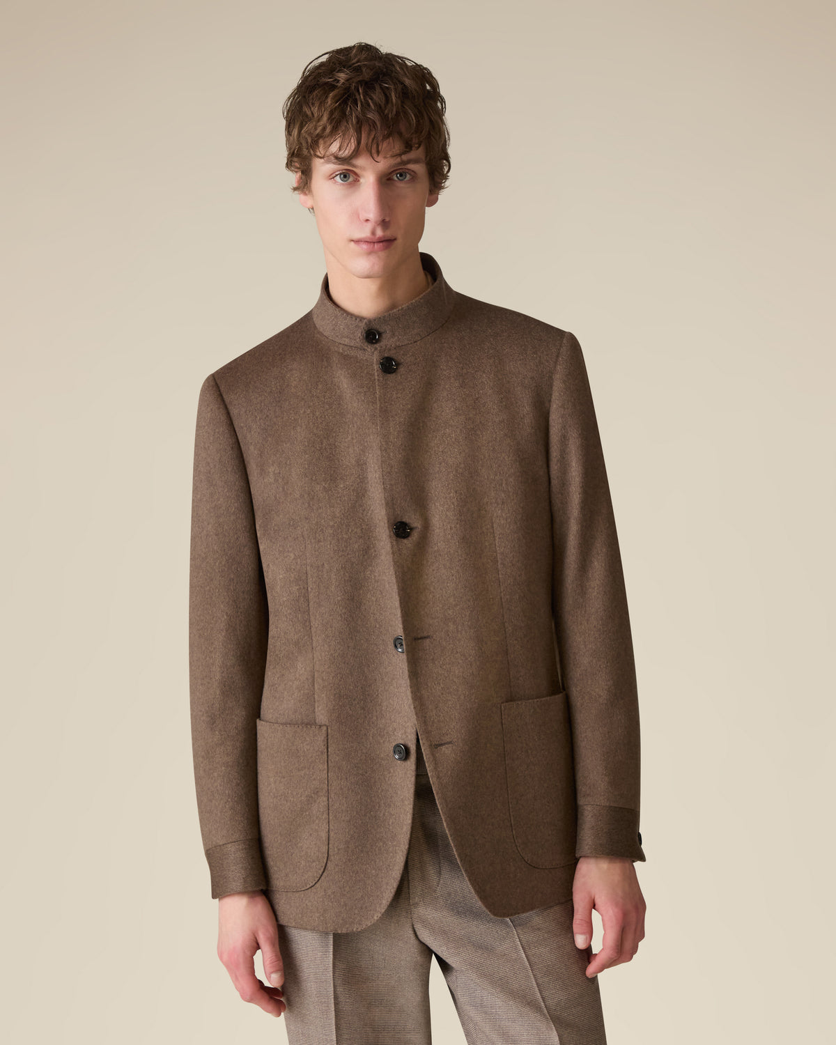 Einreihiges Sakko aus reinem braunem Kaschmir BROWN Lardini 3