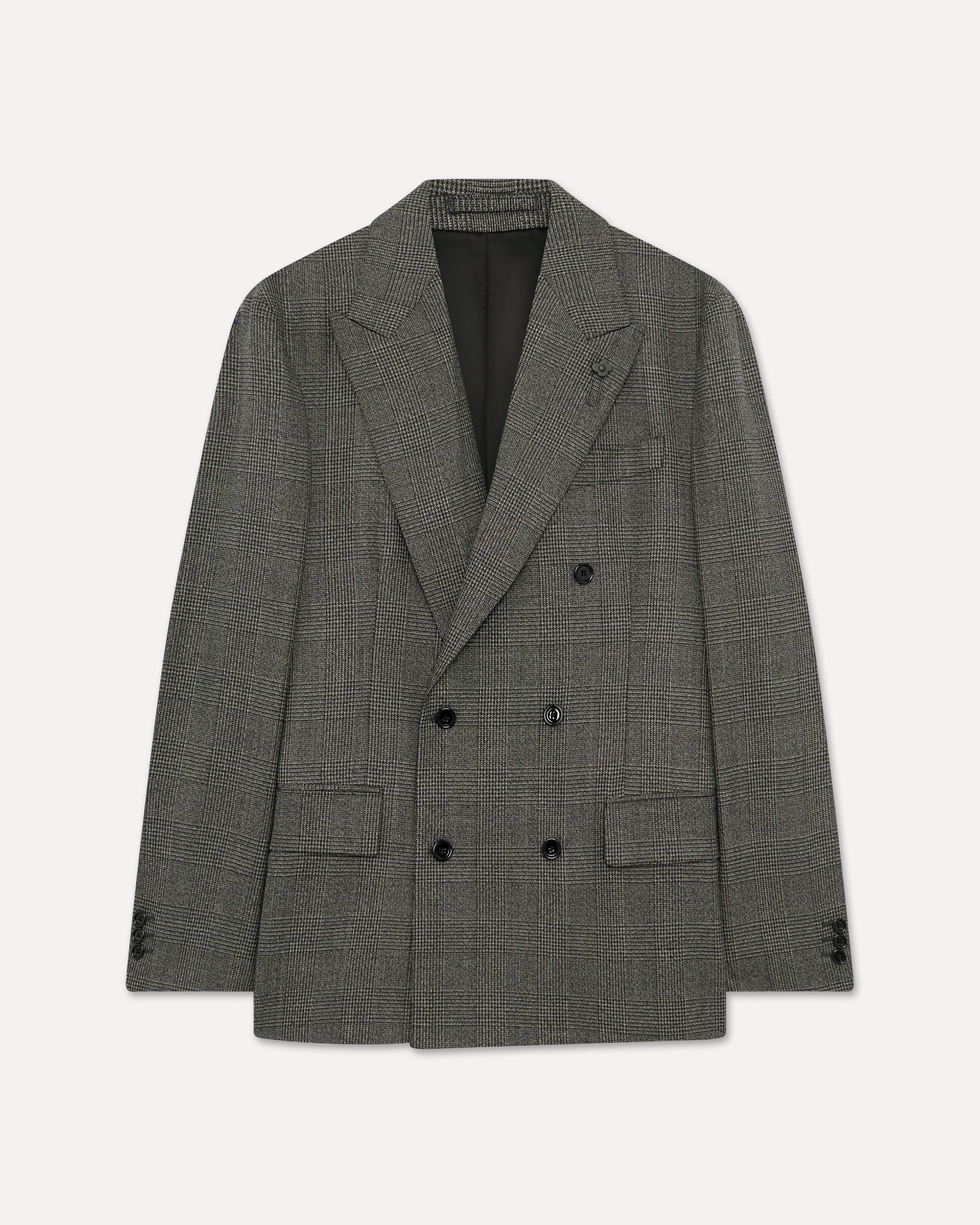 Grey double-breasted stretch wool jacket BLACK Lardini 1